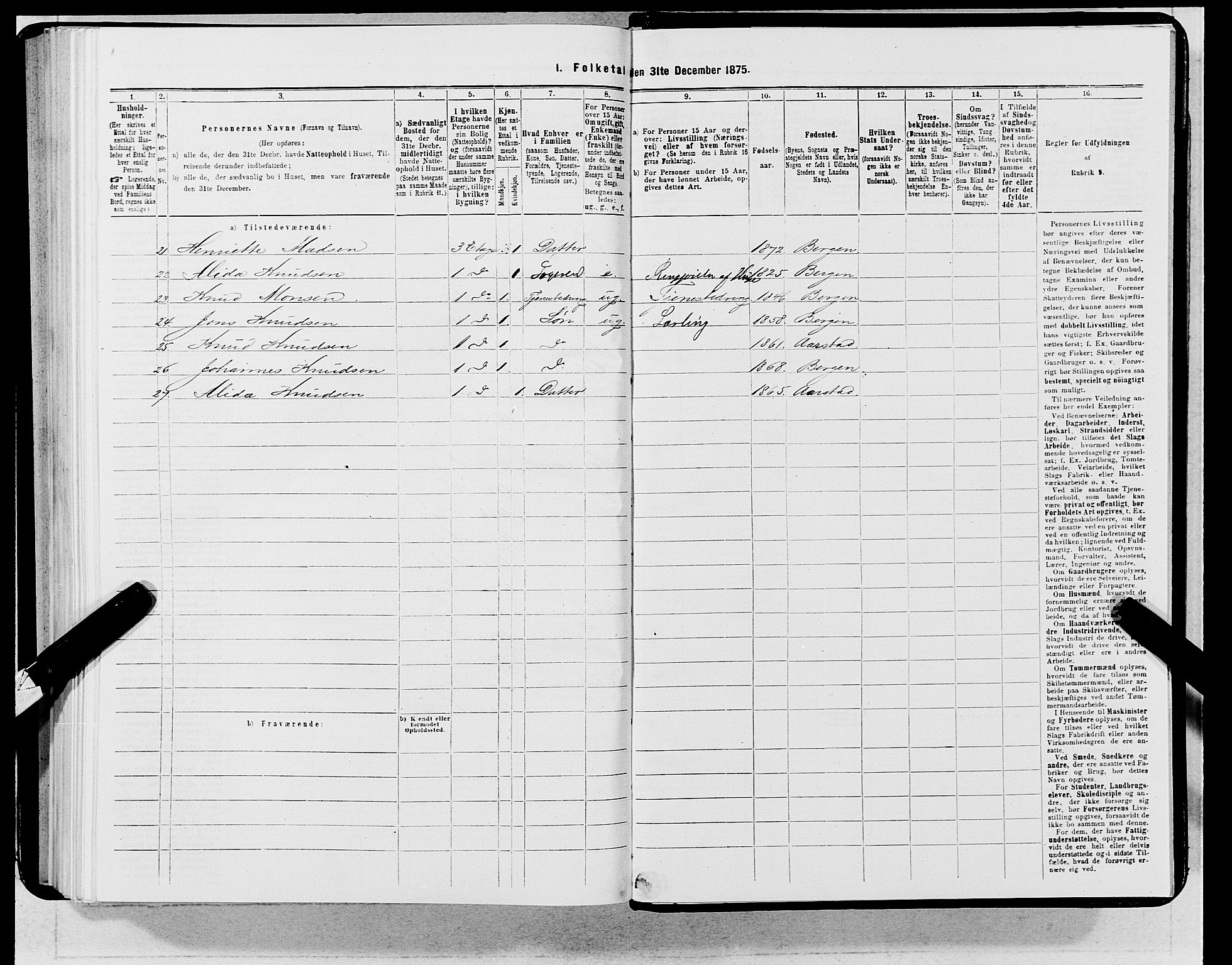 SAB, 1875 census for 1301 Bergen, 1875, p. 5166