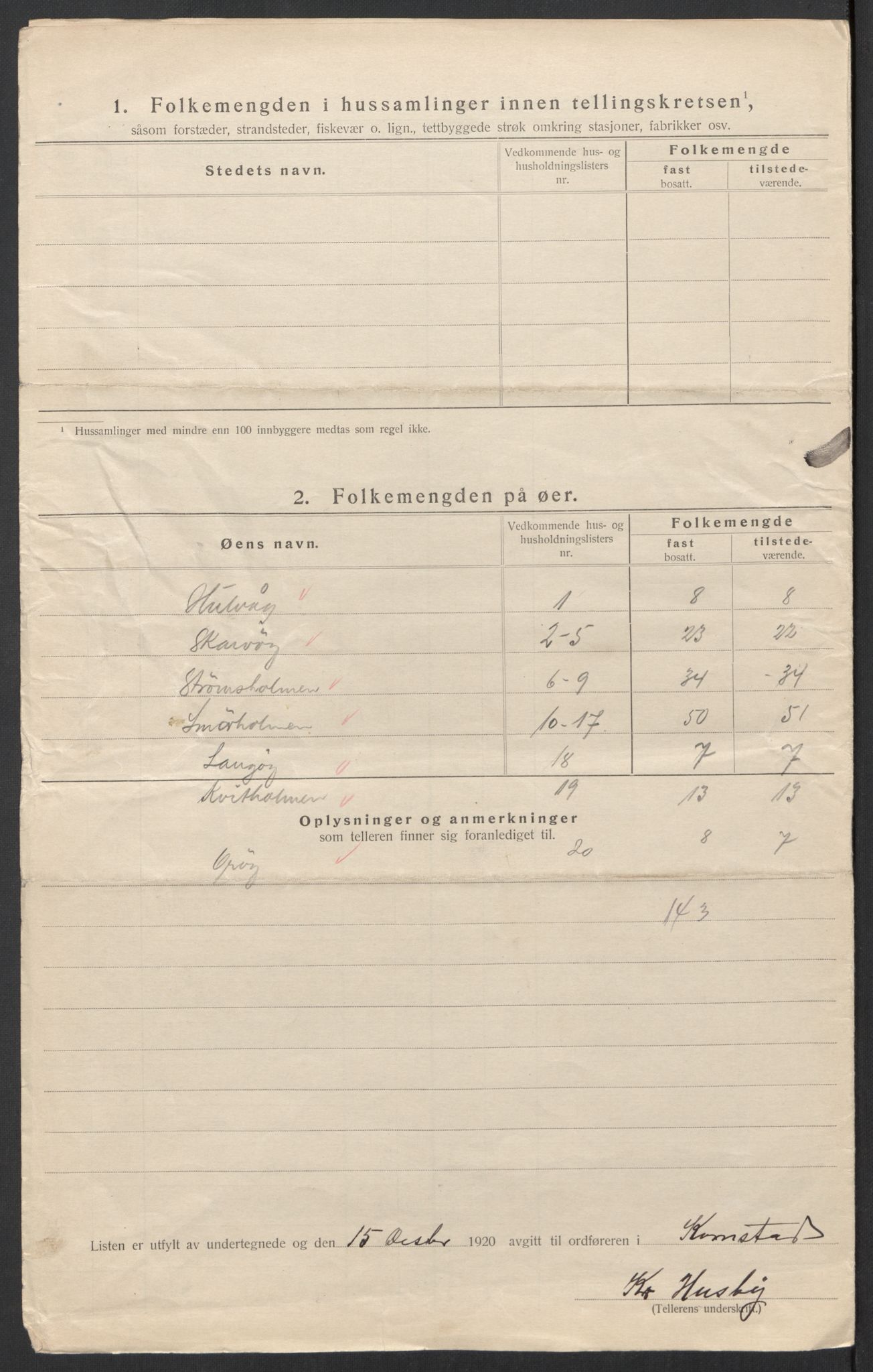 SAT, 1920 census for Kornstad, 1920, p. 23