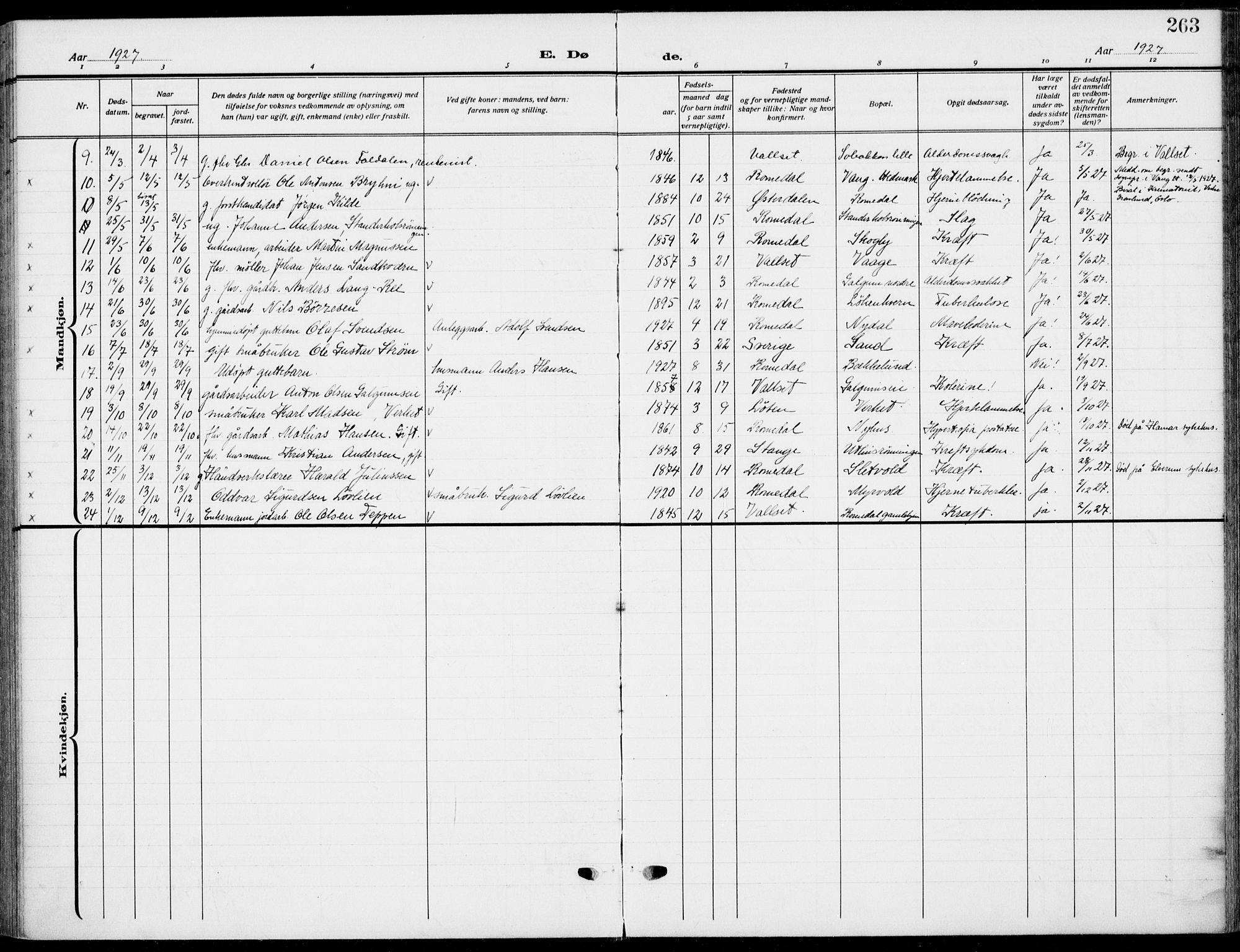 Romedal prestekontor, SAH/PREST-004/K/L0012: Parish register (official) no. 12, 1913-1935, p. 263