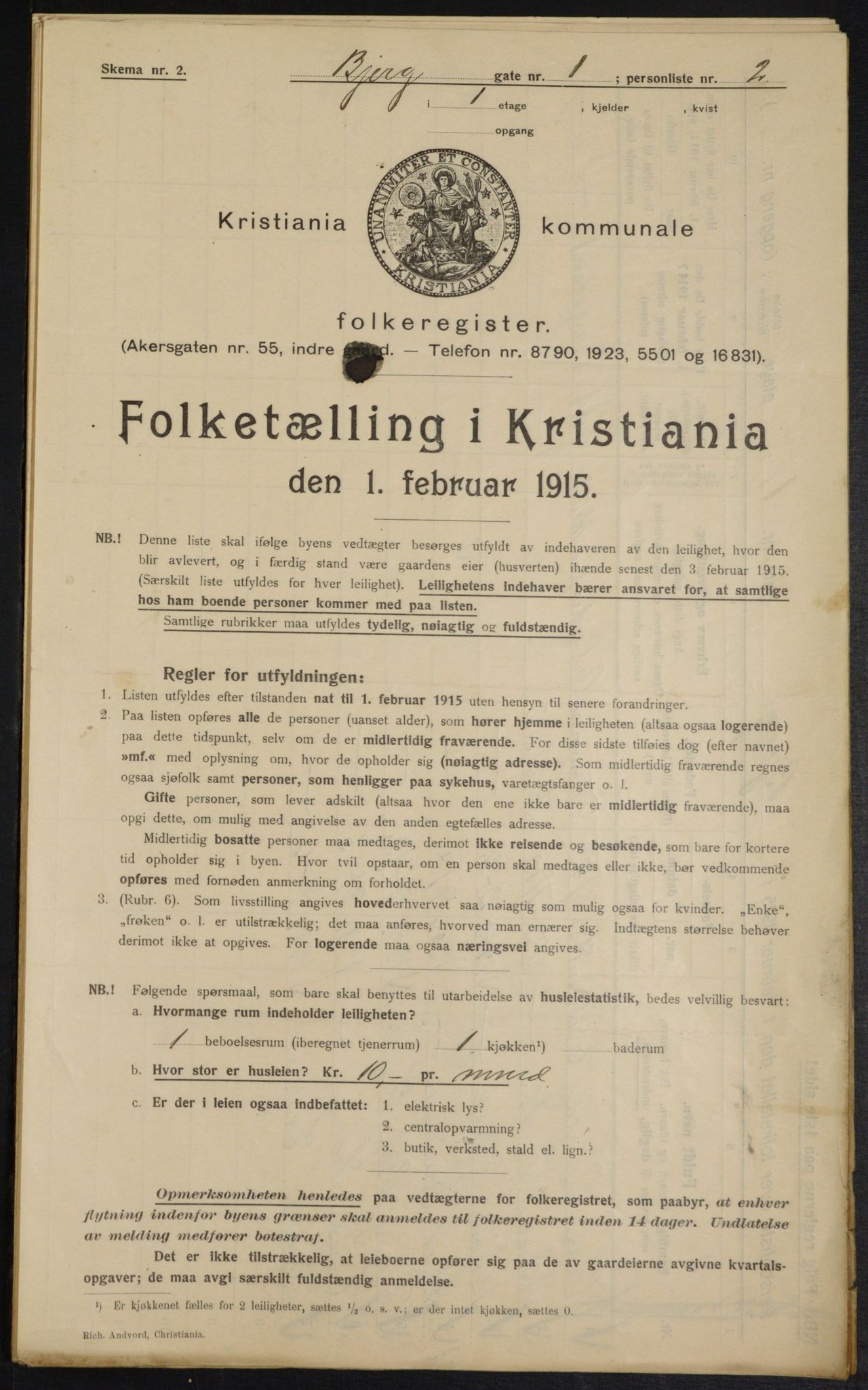 OBA, Municipal Census 1915 for Kristiania, 1915, p. 5476