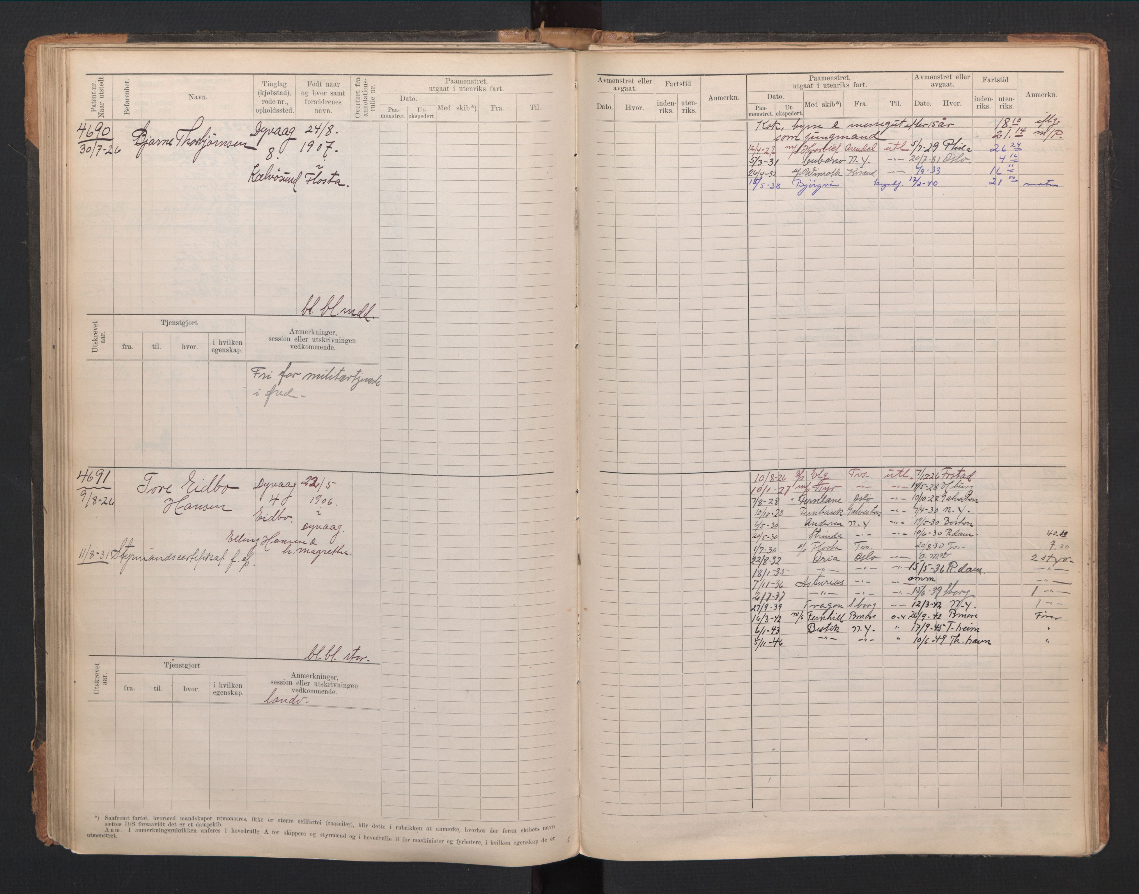 Tvedestrand mønstringskrets, AV/SAK-2031-0011/F/Fb/L0021: Hovedrulle A nr 4410-4797, U-37, 1918-1930, p. 151