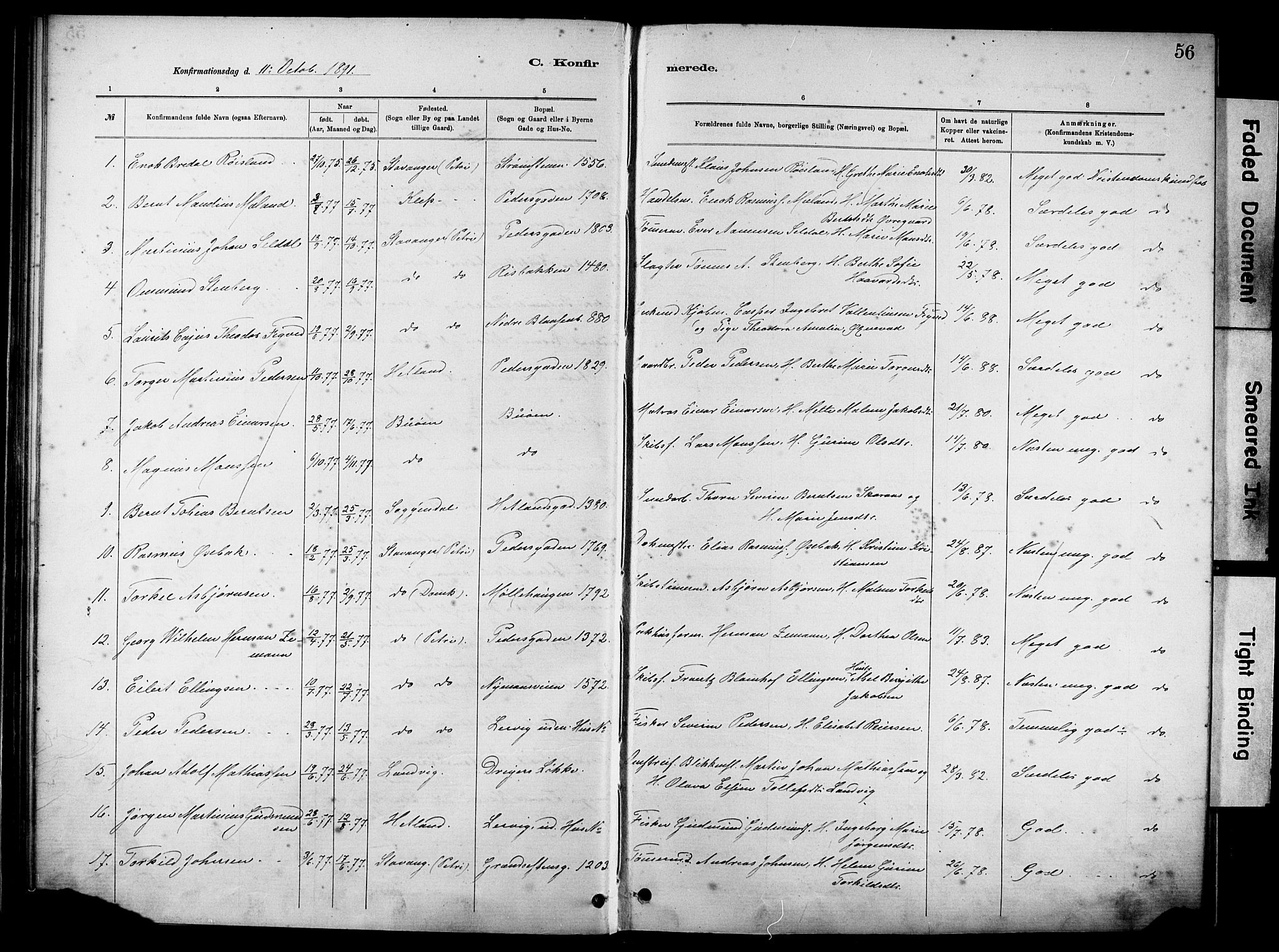 St. Johannes sokneprestkontor, SAST/A-101814/001/30/30BA/L0002: Parish register (official) no. A 2, 1885-1899, p. 56