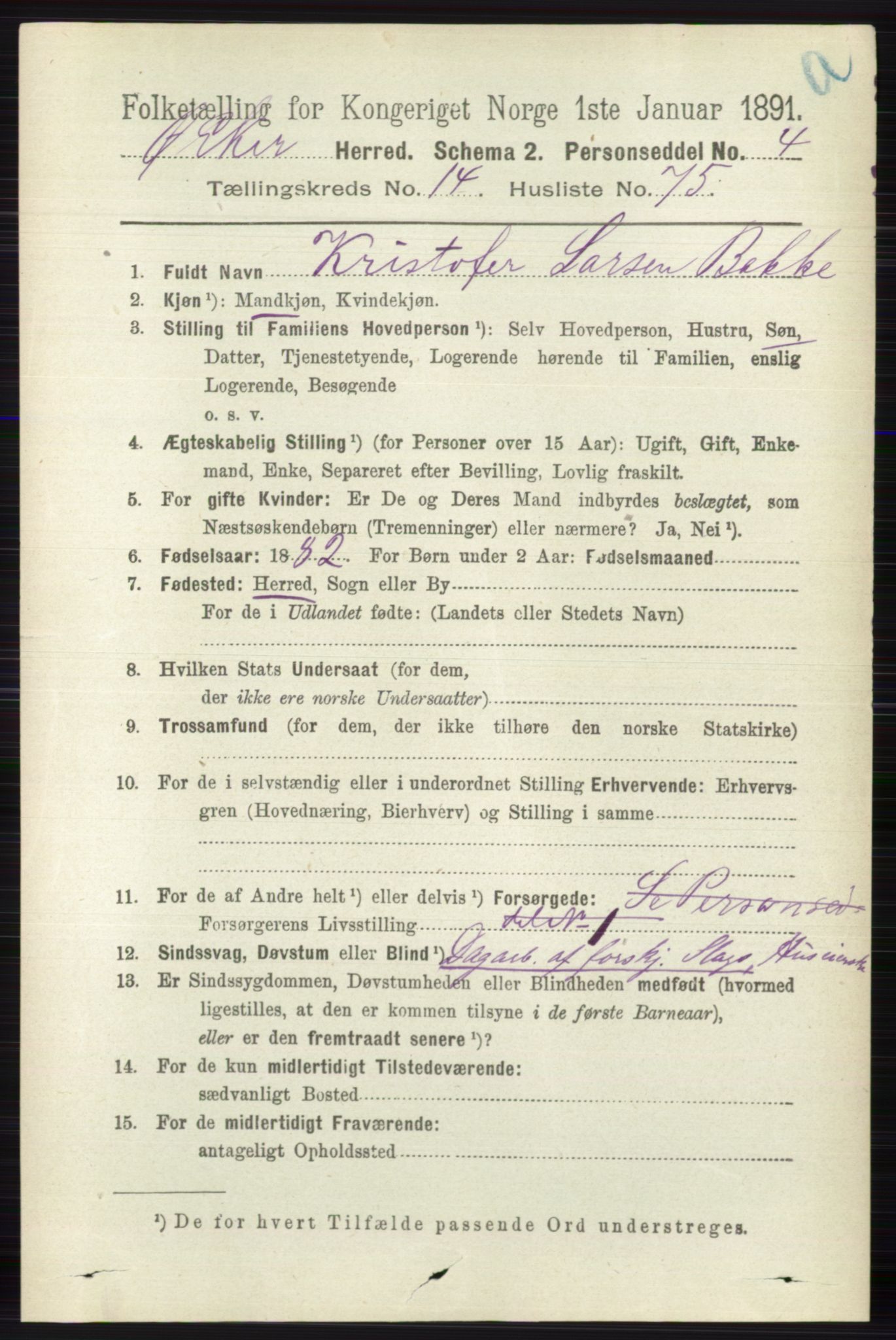 RA, 1891 census for 0624 Øvre Eiker, 1891, p. 6921