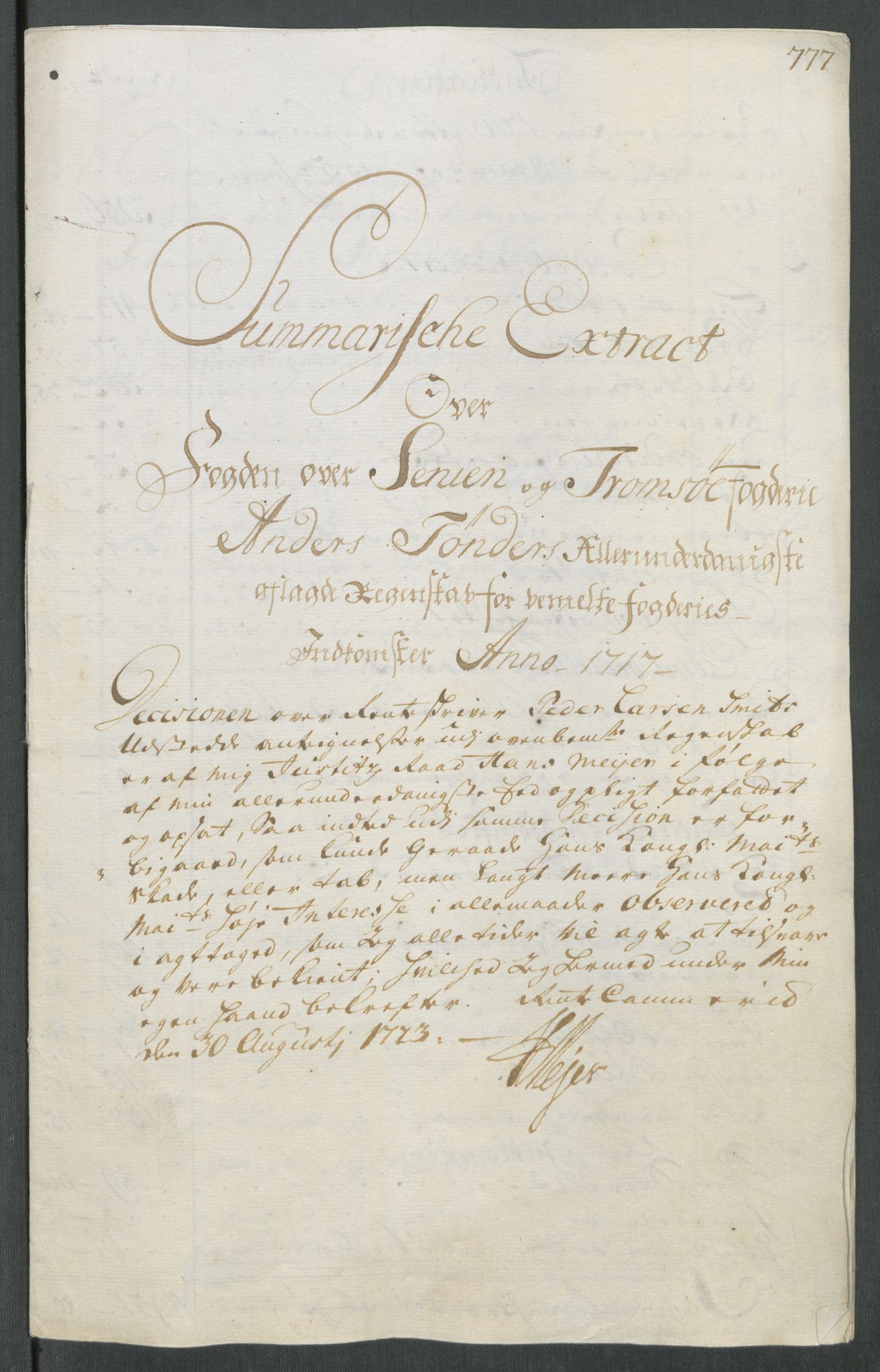 Rentekammeret inntil 1814, Reviderte regnskaper, Fogderegnskap, AV/RA-EA-4092/R68/L4763: Fogderegnskap Senja og Troms, 1717, p. 19