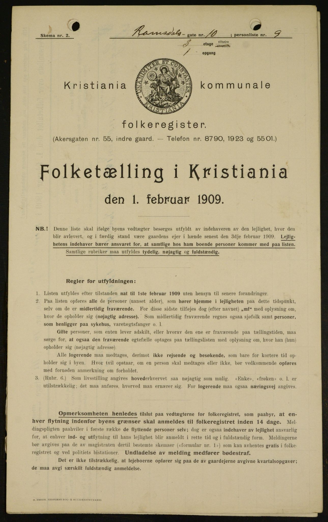OBA, Municipal Census 1909 for Kristiania, 1909, p. 75577