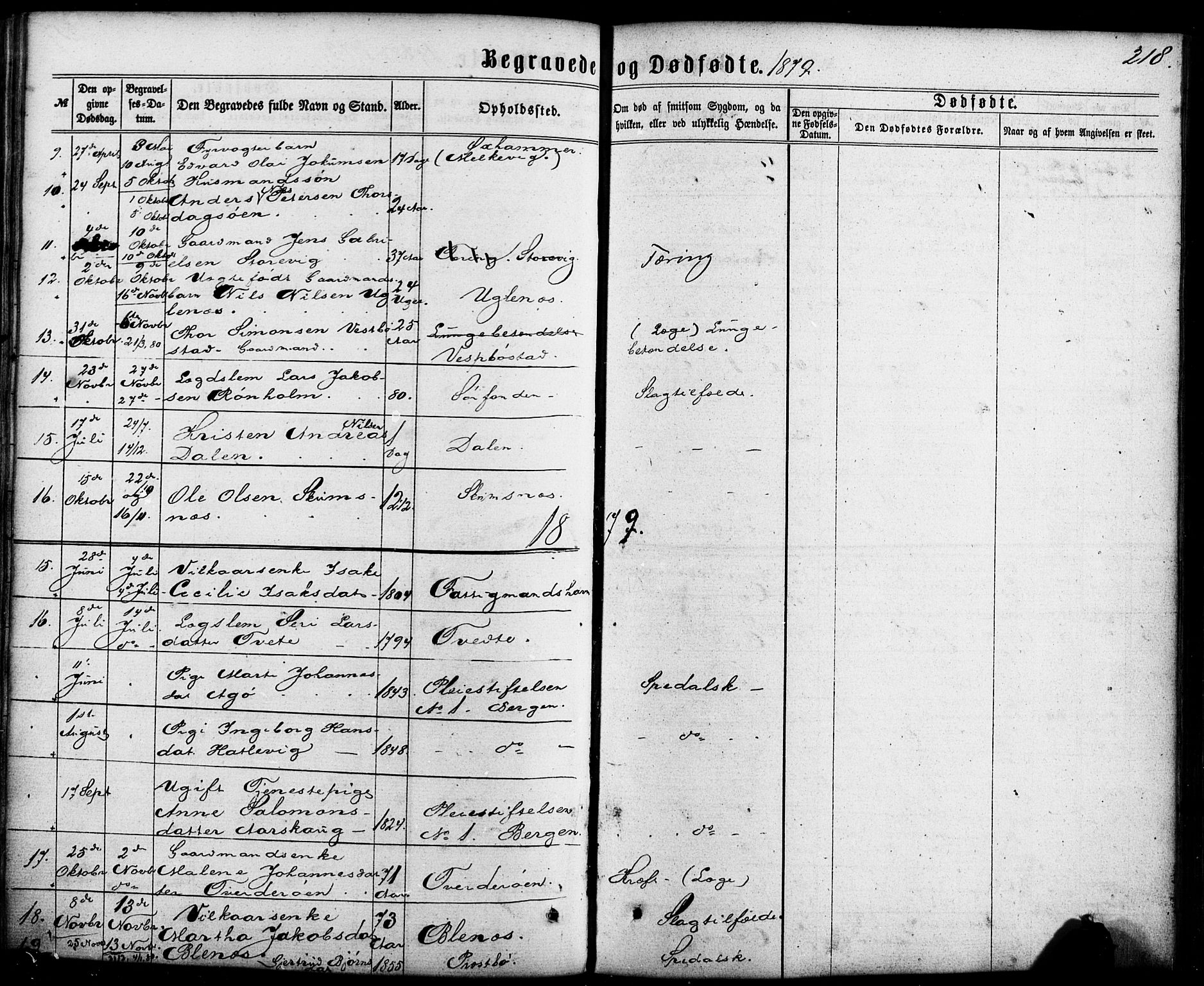 Fitjar sokneprestembete, SAB/A-99926: Parish register (official) no. A 1, 1862-1881, p. 218