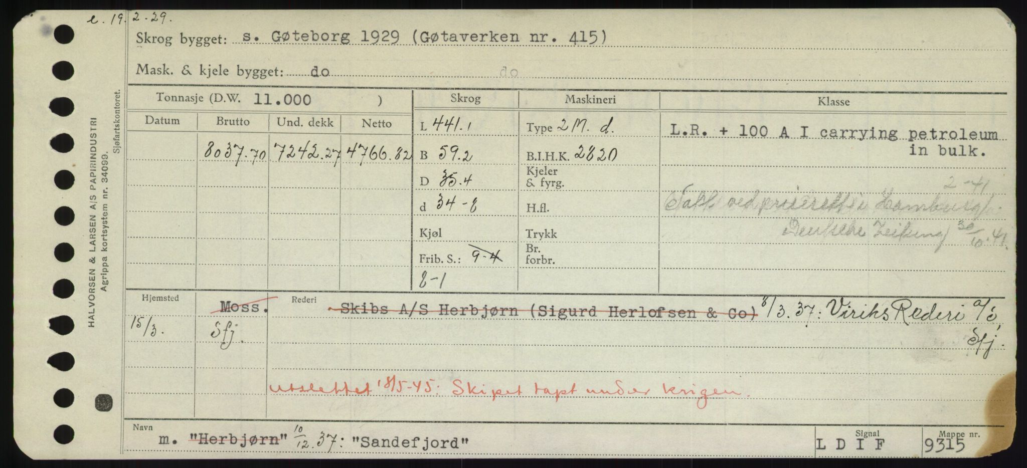 Sjøfartsdirektoratet med forløpere, Skipsmålingen, RA/S-1627/H/Hd/L0032: Fartøy, San-Seve, p. 57