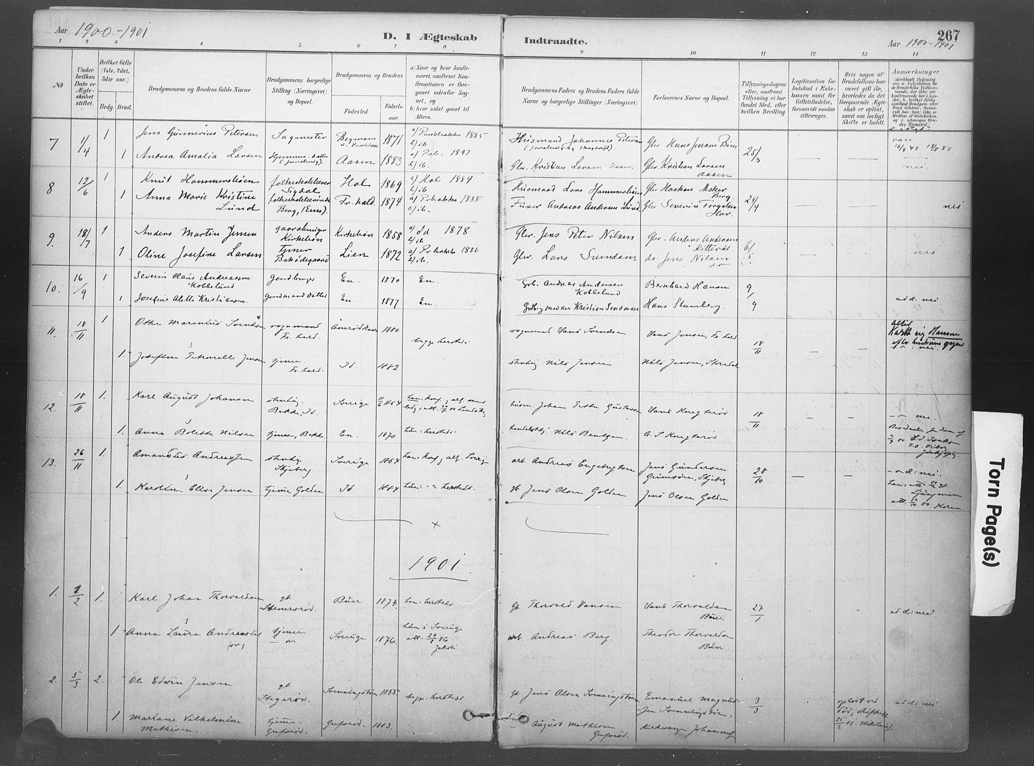 Idd prestekontor Kirkebøker, SAO/A-10911/F/Fb/L0002: Parish register (official) no. II 2, 1882-1923, p. 267