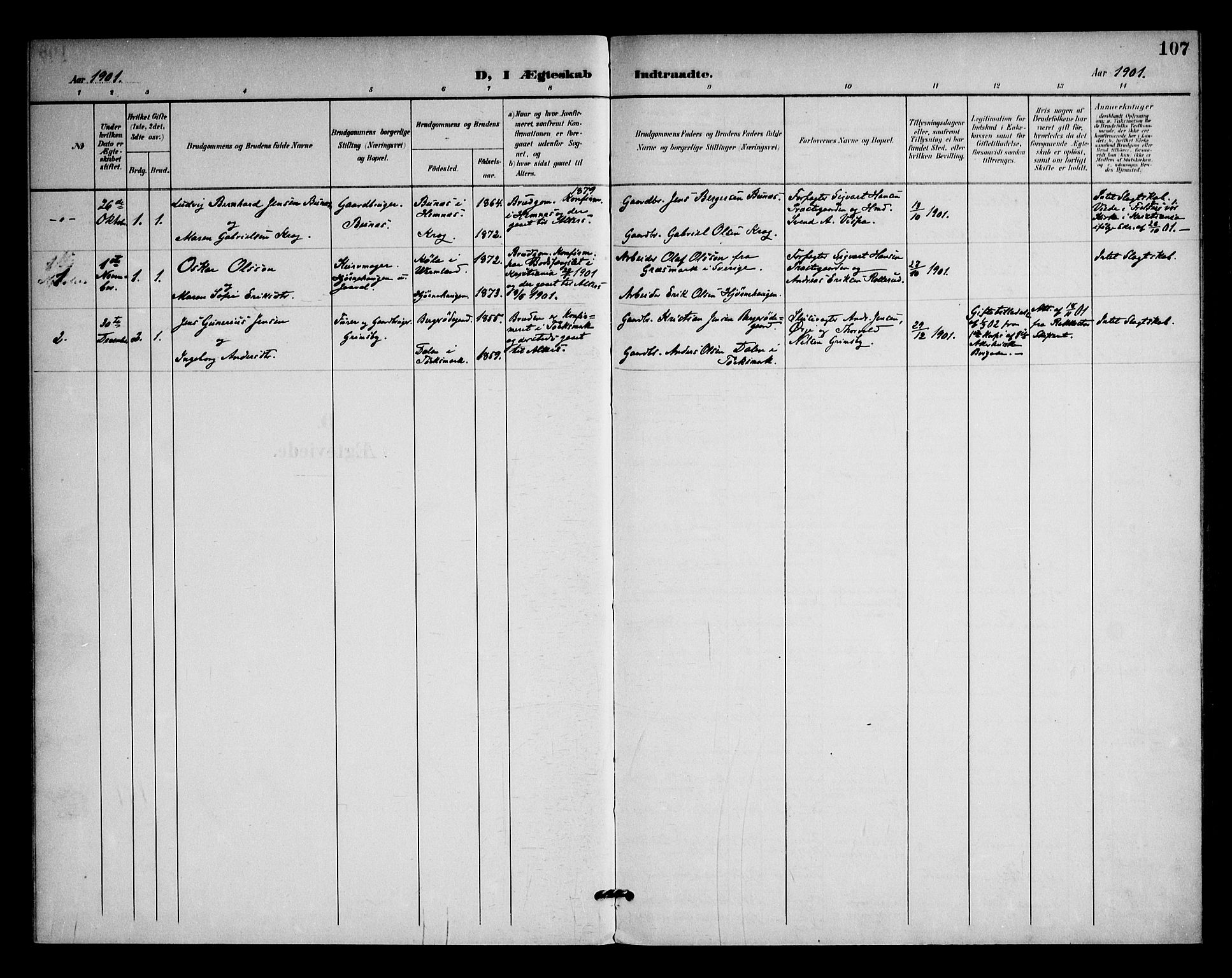 Rødenes prestekontor Kirkebøker, AV/SAO-A-2005/F/Fa/L0011: Parish register (official) no. I 11, 1901-1910, p. 107