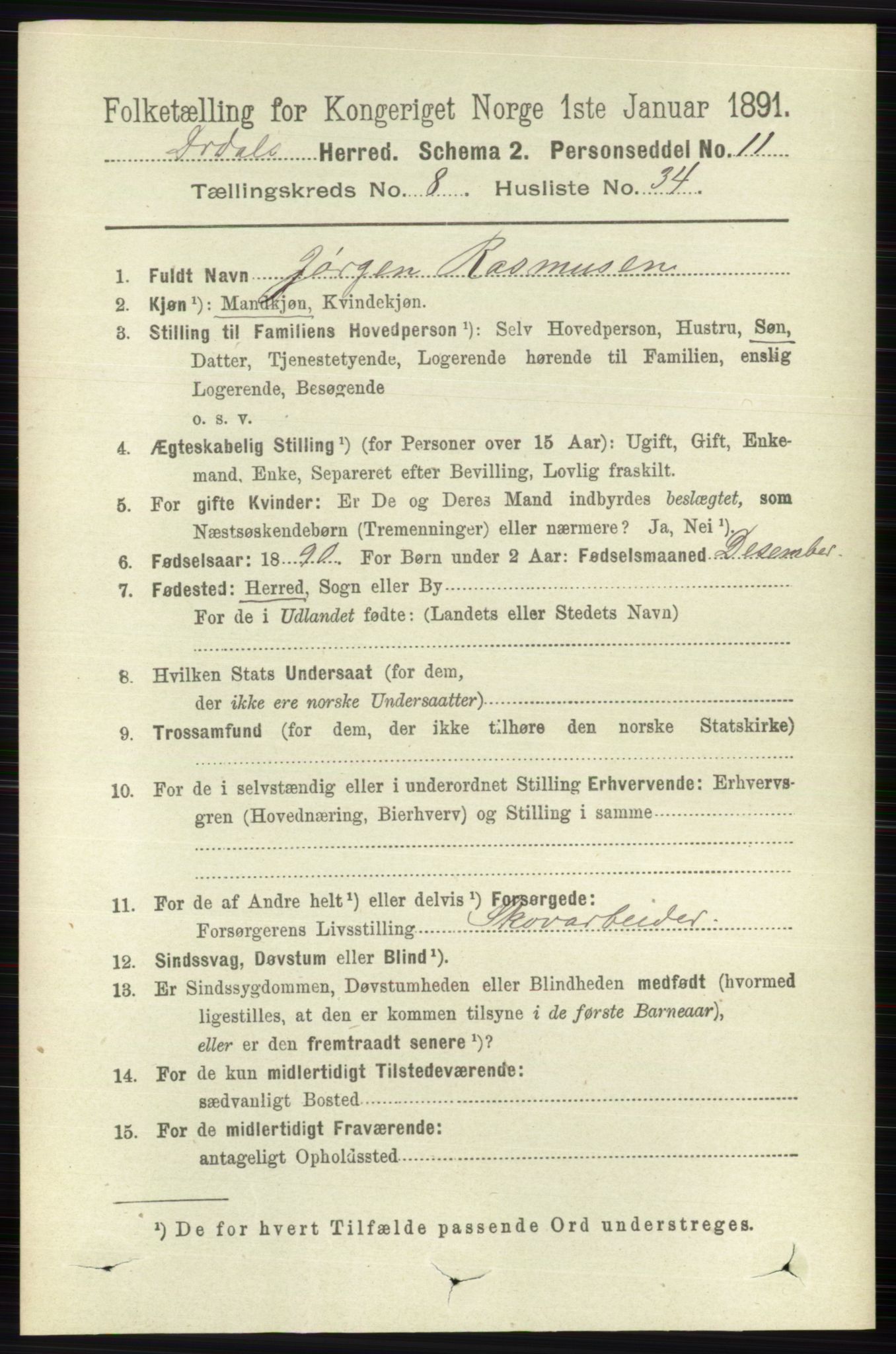 RA, 1891 census for 0817 Drangedal, 1891, p. 2883