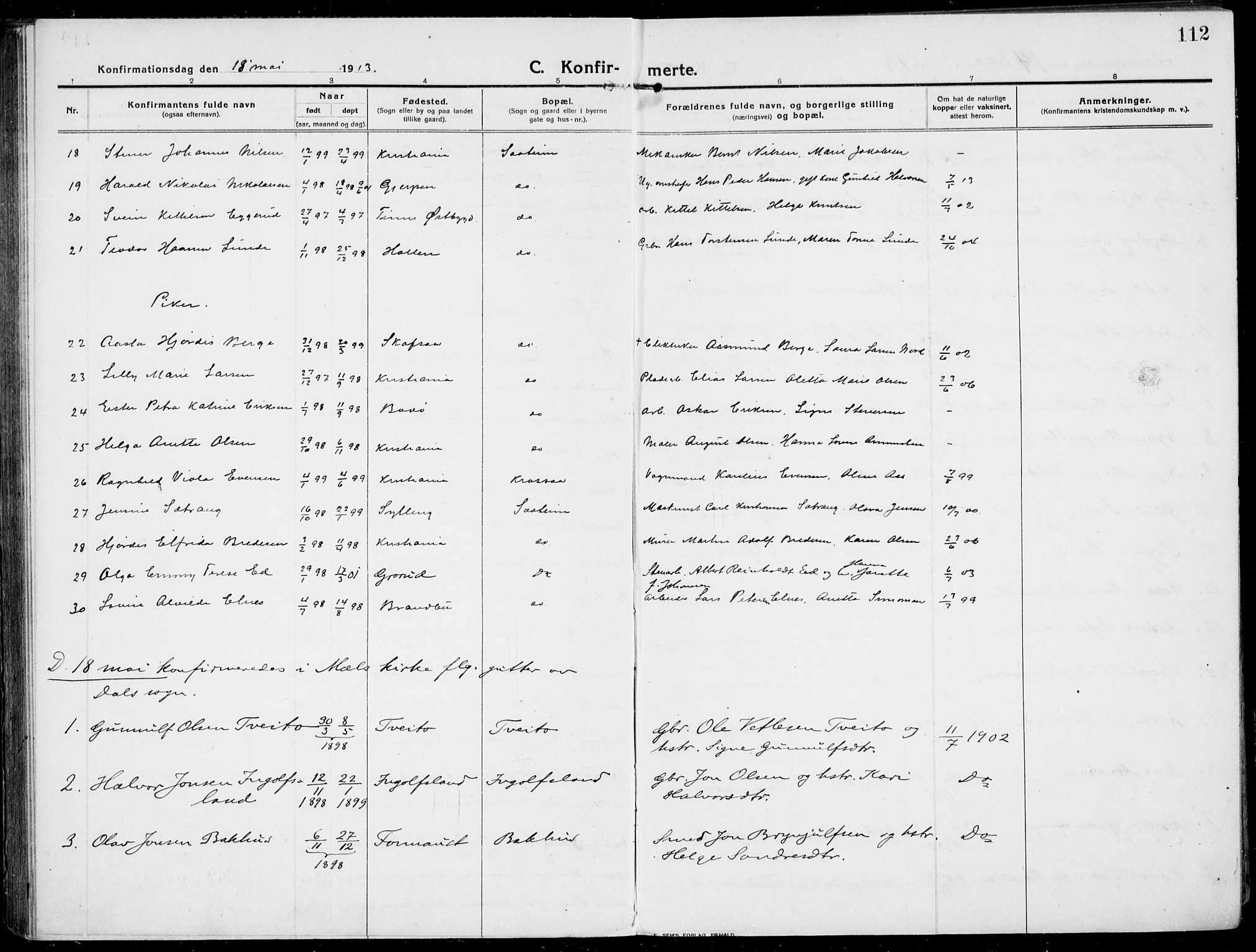 Rjukan kirkebøker, SAKO/A-294/F/Fa/L0002: Parish register (official) no. 2, 1912-1917, p. 112