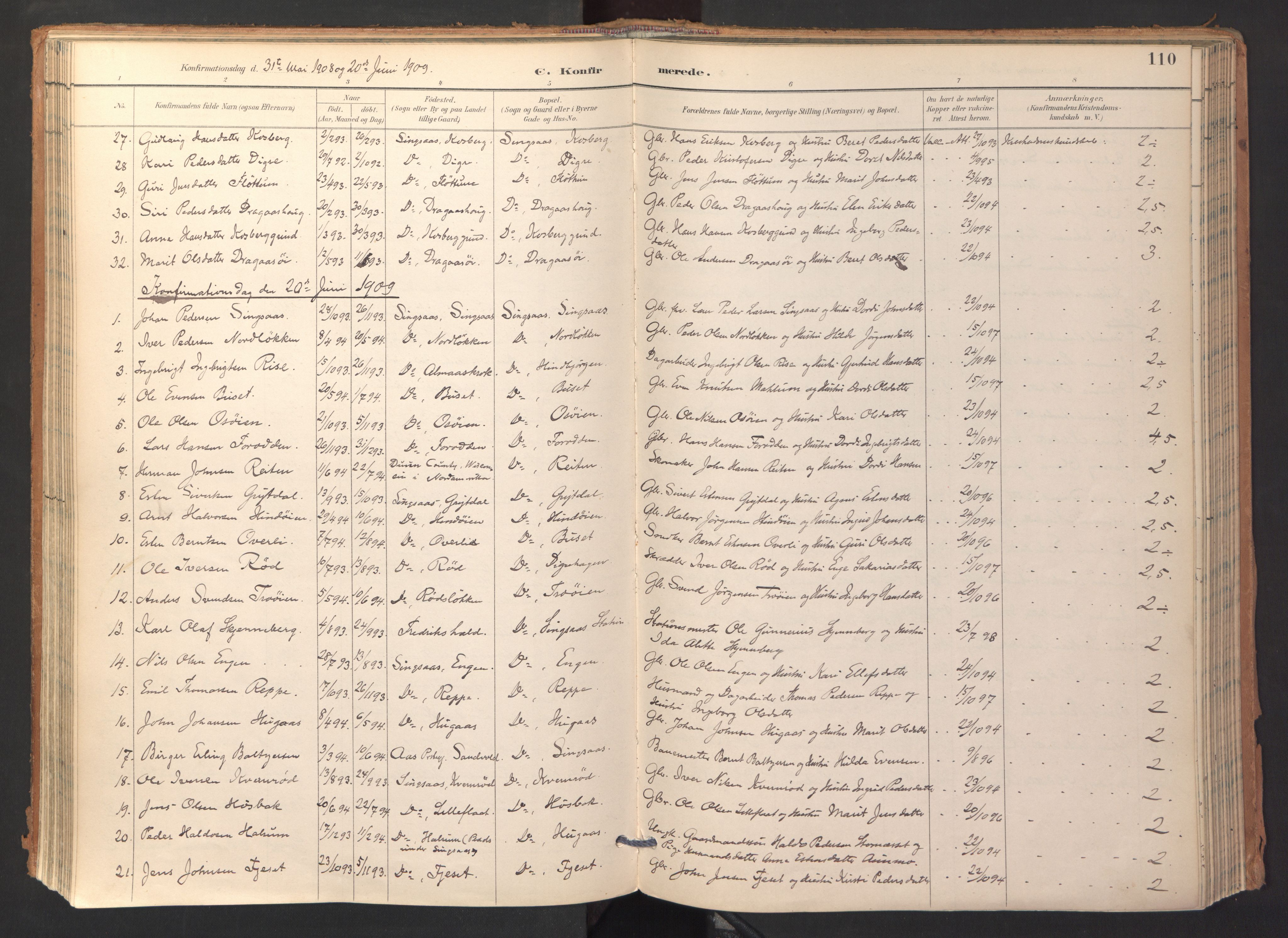 Ministerialprotokoller, klokkerbøker og fødselsregistre - Sør-Trøndelag, SAT/A-1456/688/L1025: Parish register (official) no. 688A02, 1891-1909, p. 110