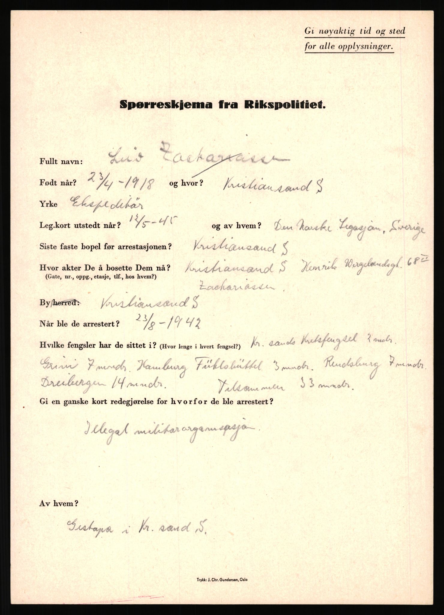 Rikspolitisjefen, AV/RA-S-1560/L/L0018: Wiborg, Bjarne Sigurd - Aavern, Reidar, 1940-1945, p. 433