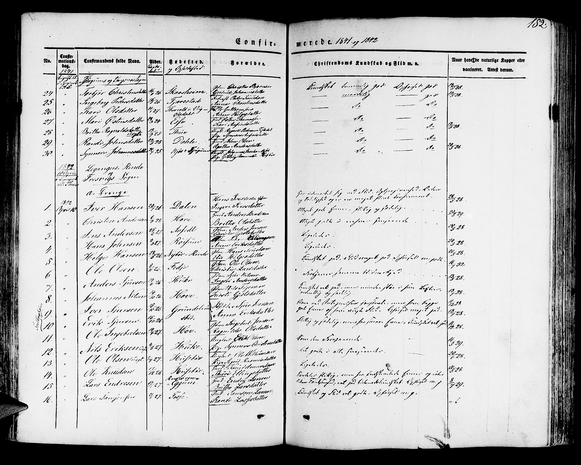 Leikanger sokneprestembete, SAB/A-81001: Parish register (official) no. A 7, 1838-1851, p. 182