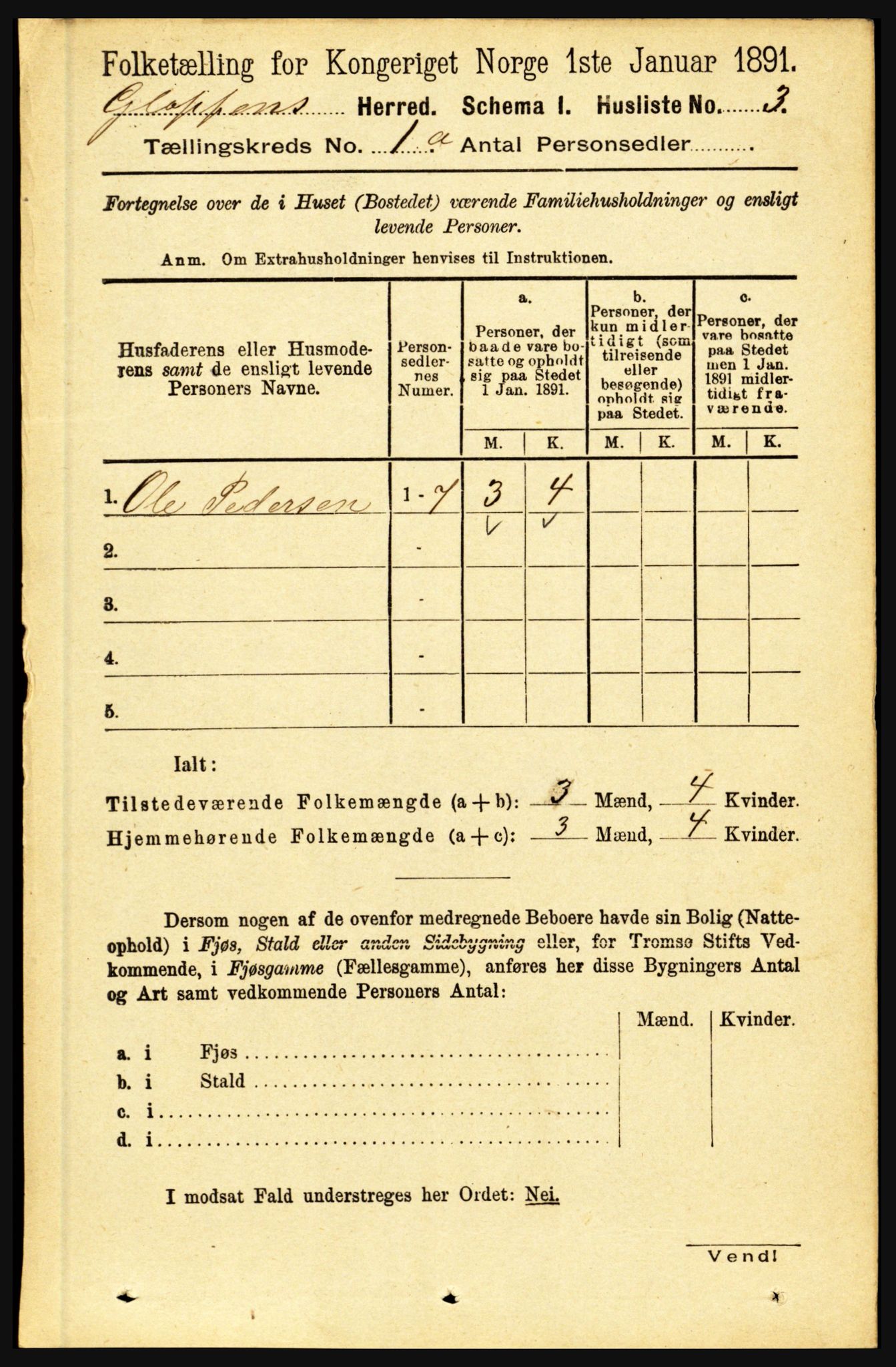 RA, 1891 census for 1445 Gloppen, 1891, p. 29