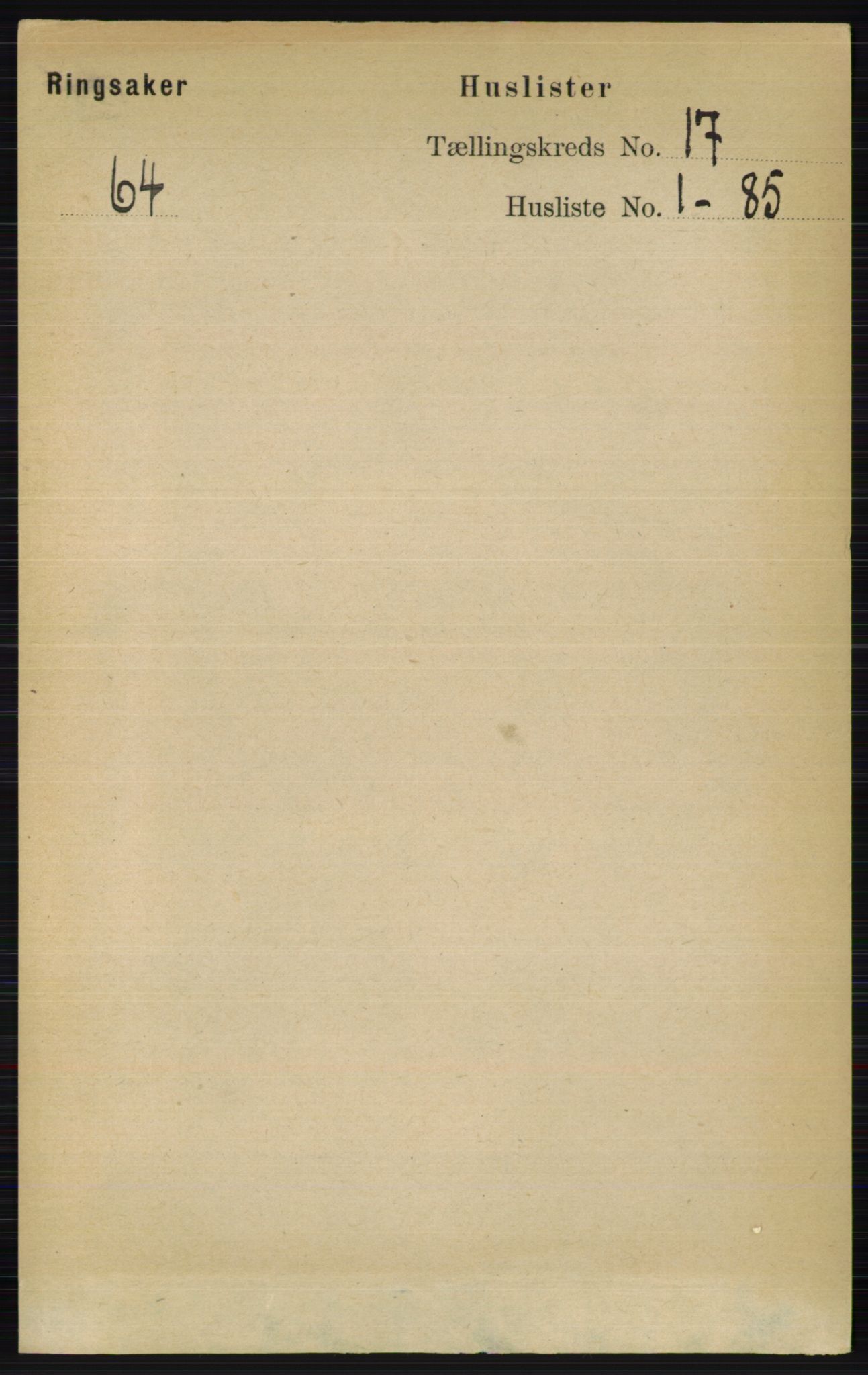 RA, 1891 census for 0412 Ringsaker, 1891, p. 9642