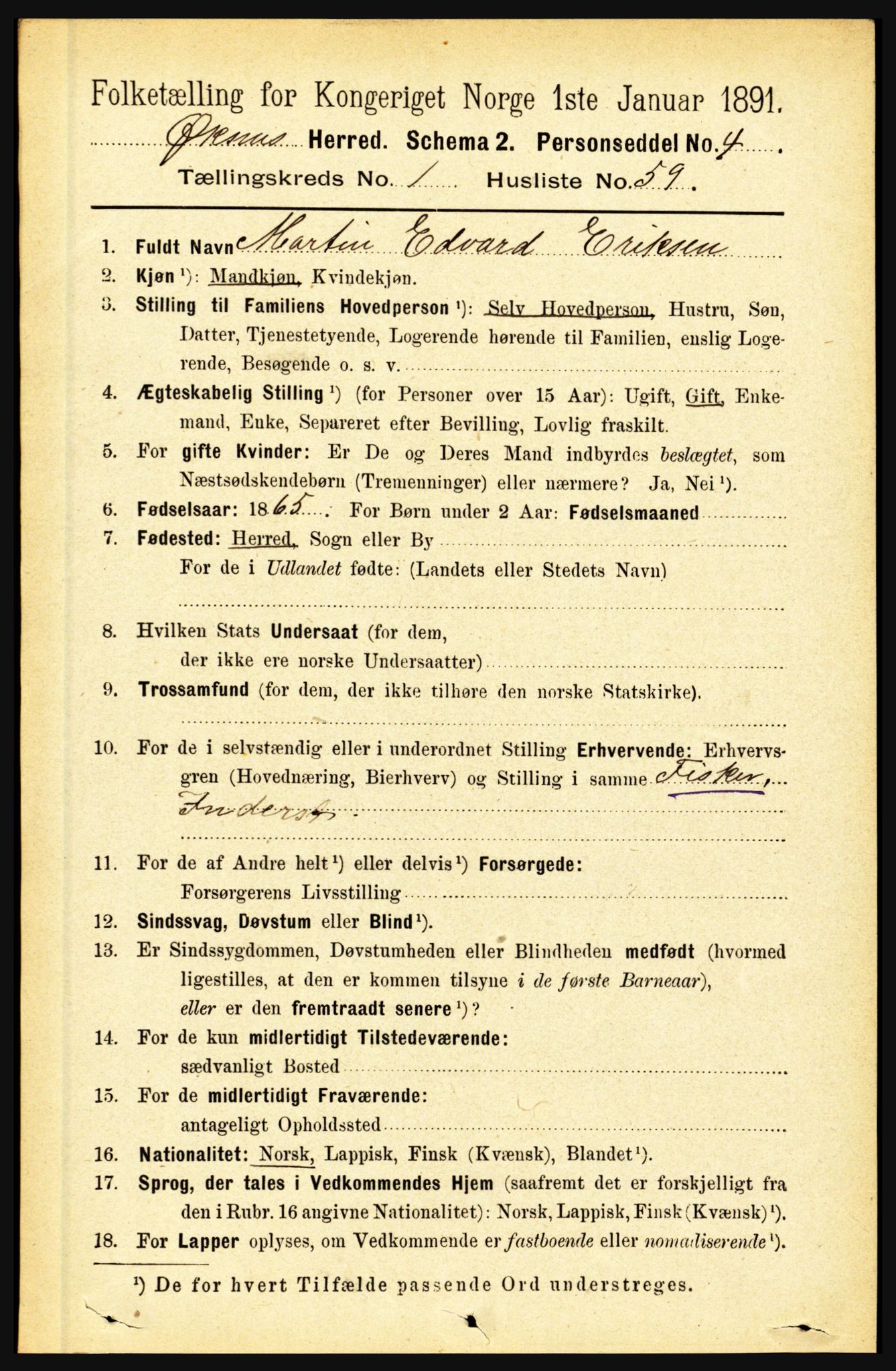 RA, 1891 census for 1868 Øksnes, 1891, p. 541