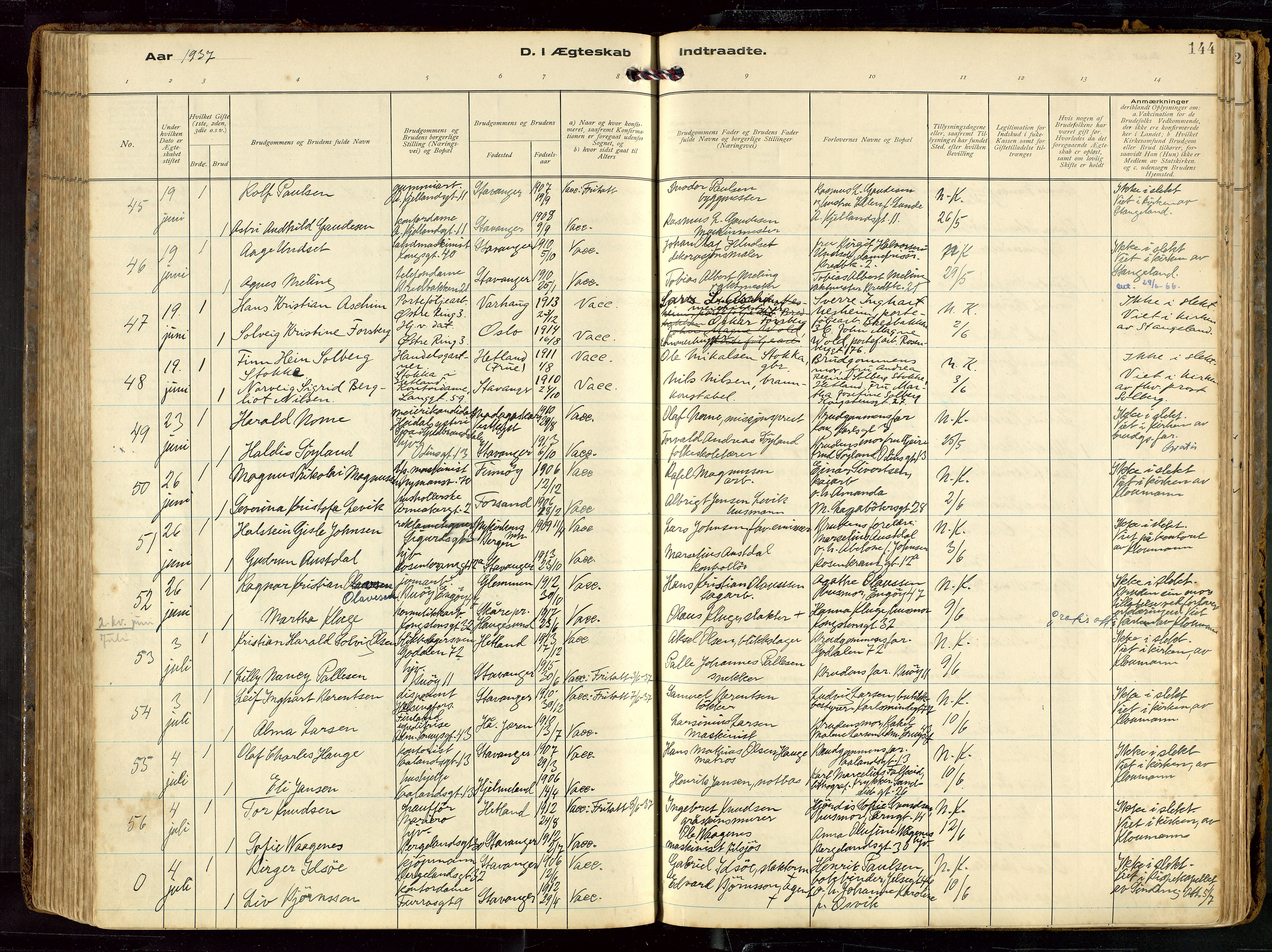 St. Petri sokneprestkontor, AV/SAST-A-101813/002/D/L0002: Parish register (official) no. A 27, 1921-1942, p. 144