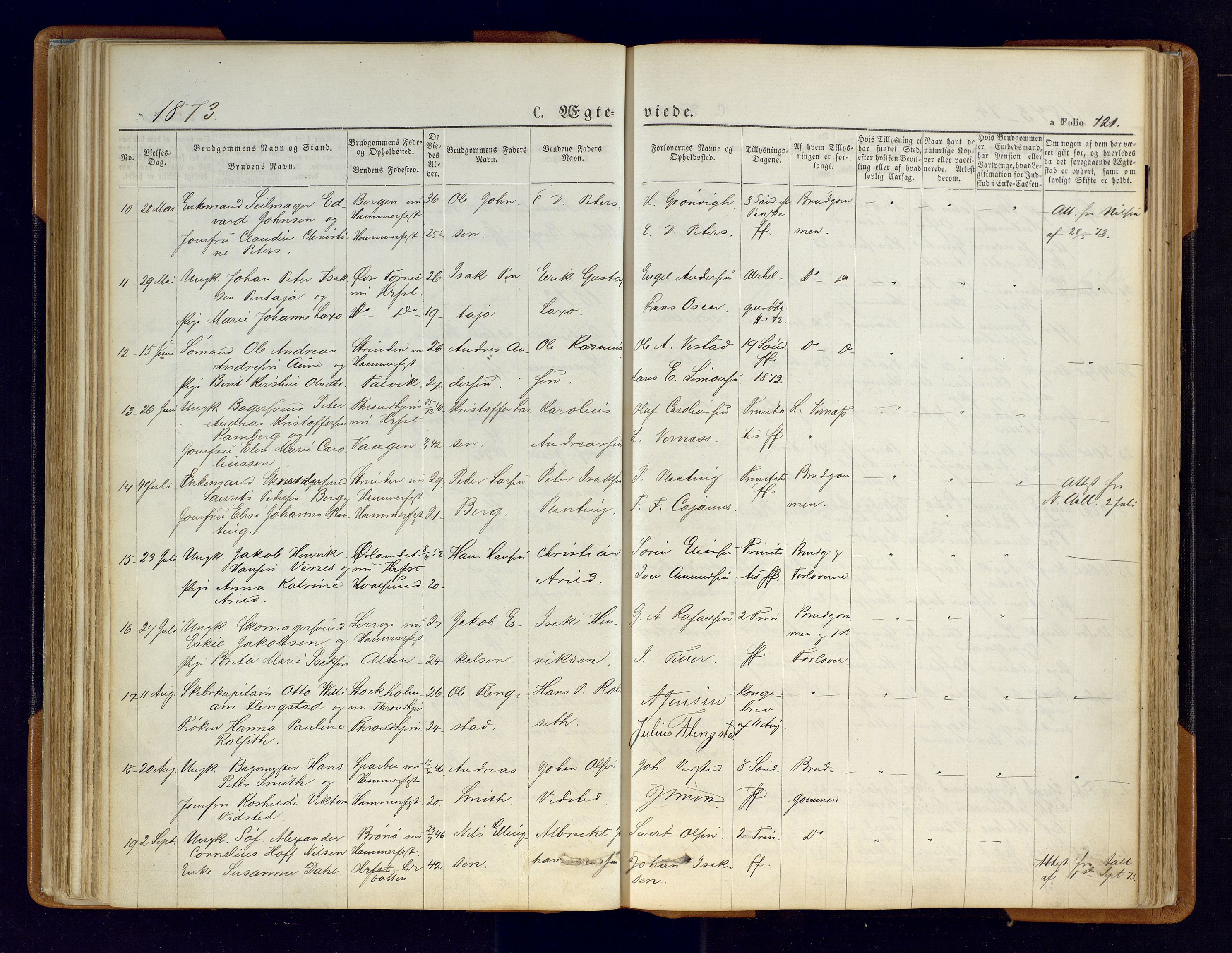 Hammerfest sokneprestkontor, SATØ/S-1347/H/Ha/L0006.kirke: Parish register (official) no. 6, 1869-1877, p. 121
