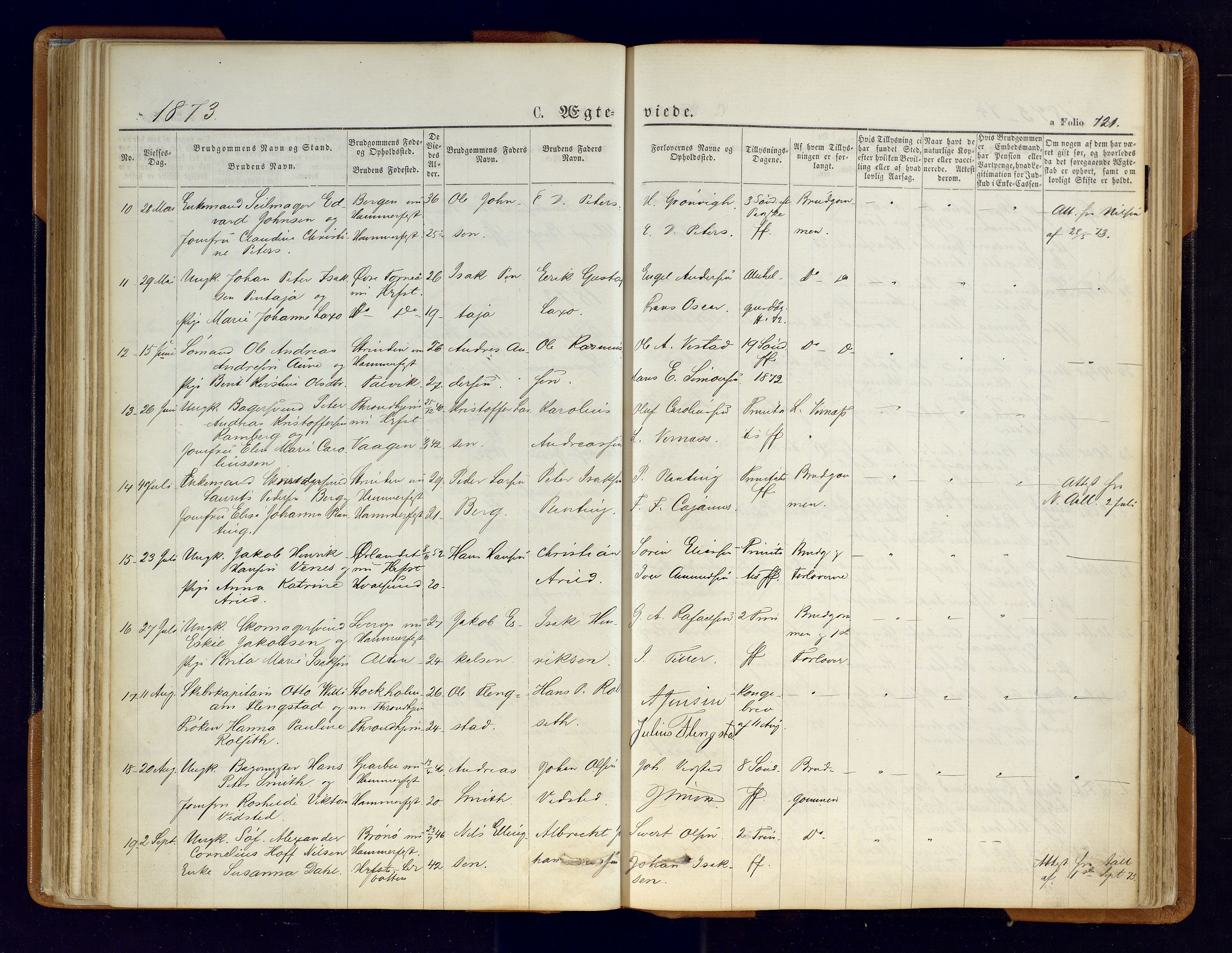 Hammerfest sokneprestkontor, AV/SATØ-S-1347/H/Ha/L0006.kirke: Parish register (official) no. 6, 1869-1877, p. 121