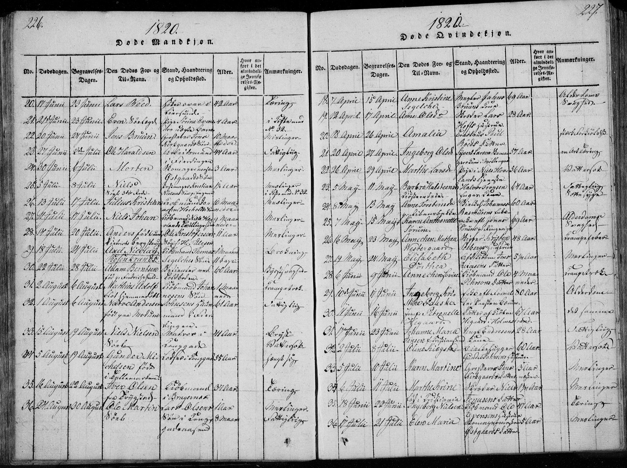 Bragernes kirkebøker, AV/SAKO-A-6/F/Fa/L0007: Parish register (official) no. I 7, 1815-1829, p. 226-227