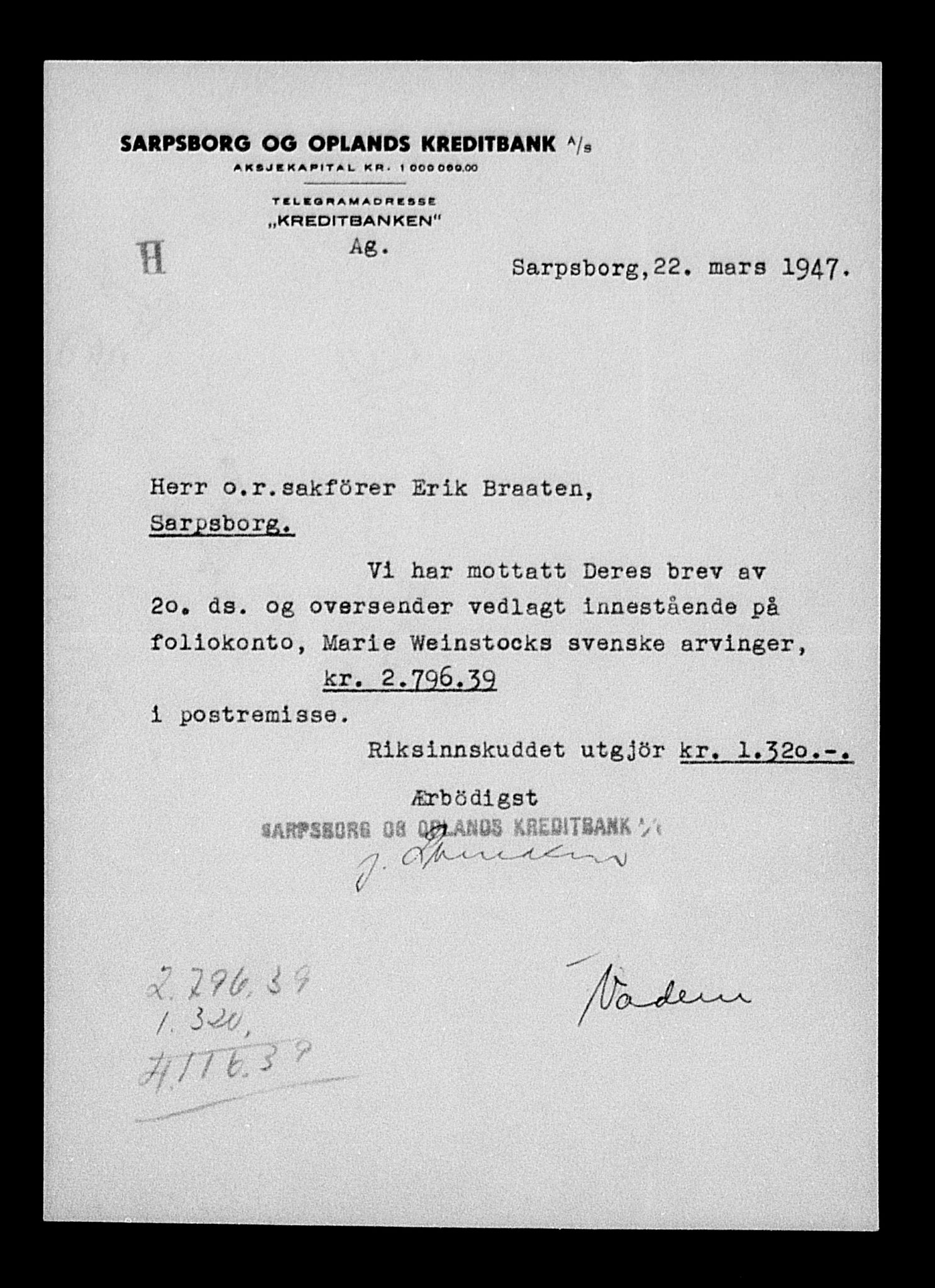 Justisdepartementet, Tilbakeføringskontoret for inndratte formuer, AV/RA-S-1564/H/Hc/Hcc/L0986: --, 1945-1947, p. 20