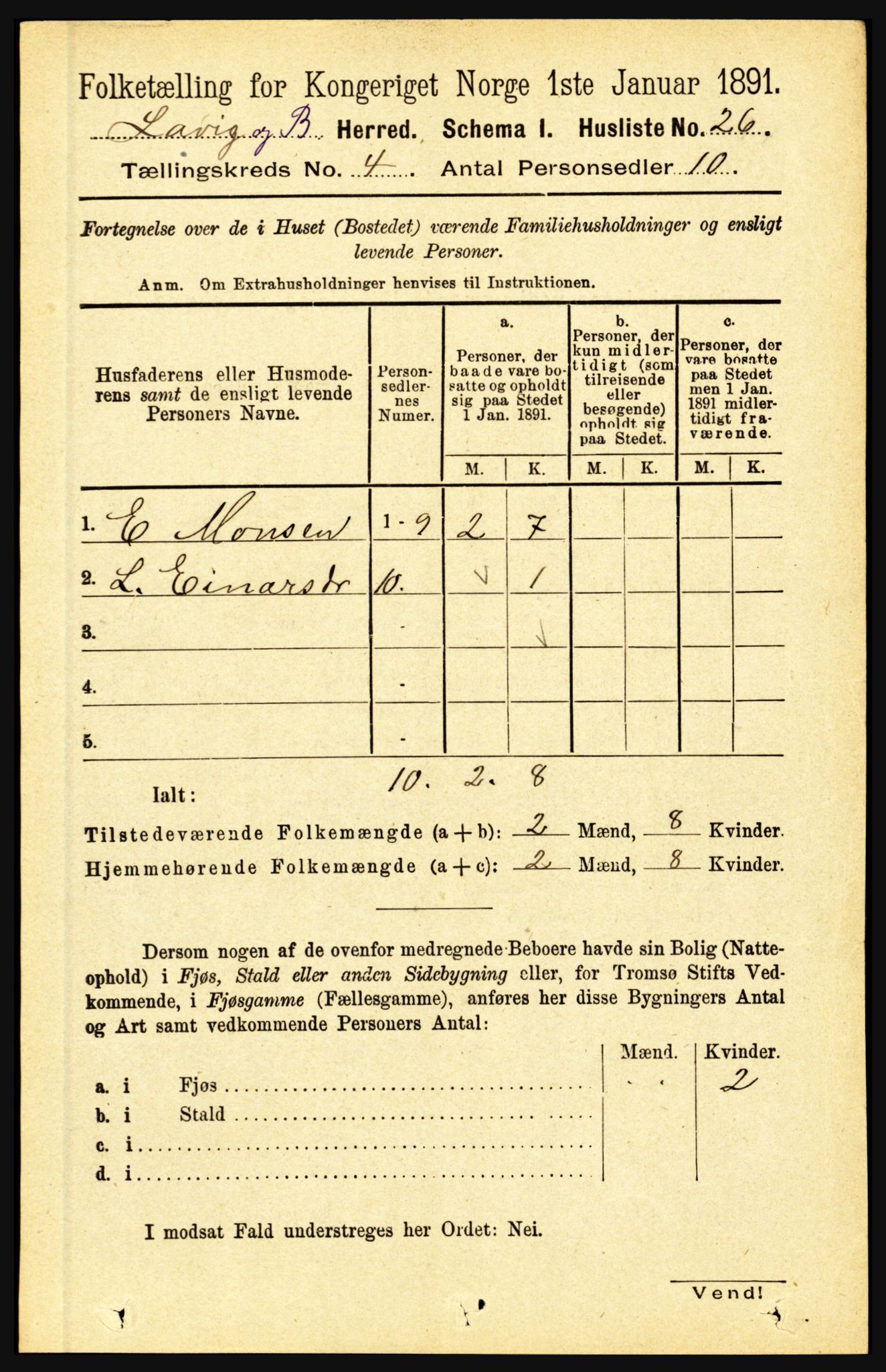 RA, 1891 census for 1415 Lavik og Brekke, 1891, p. 780