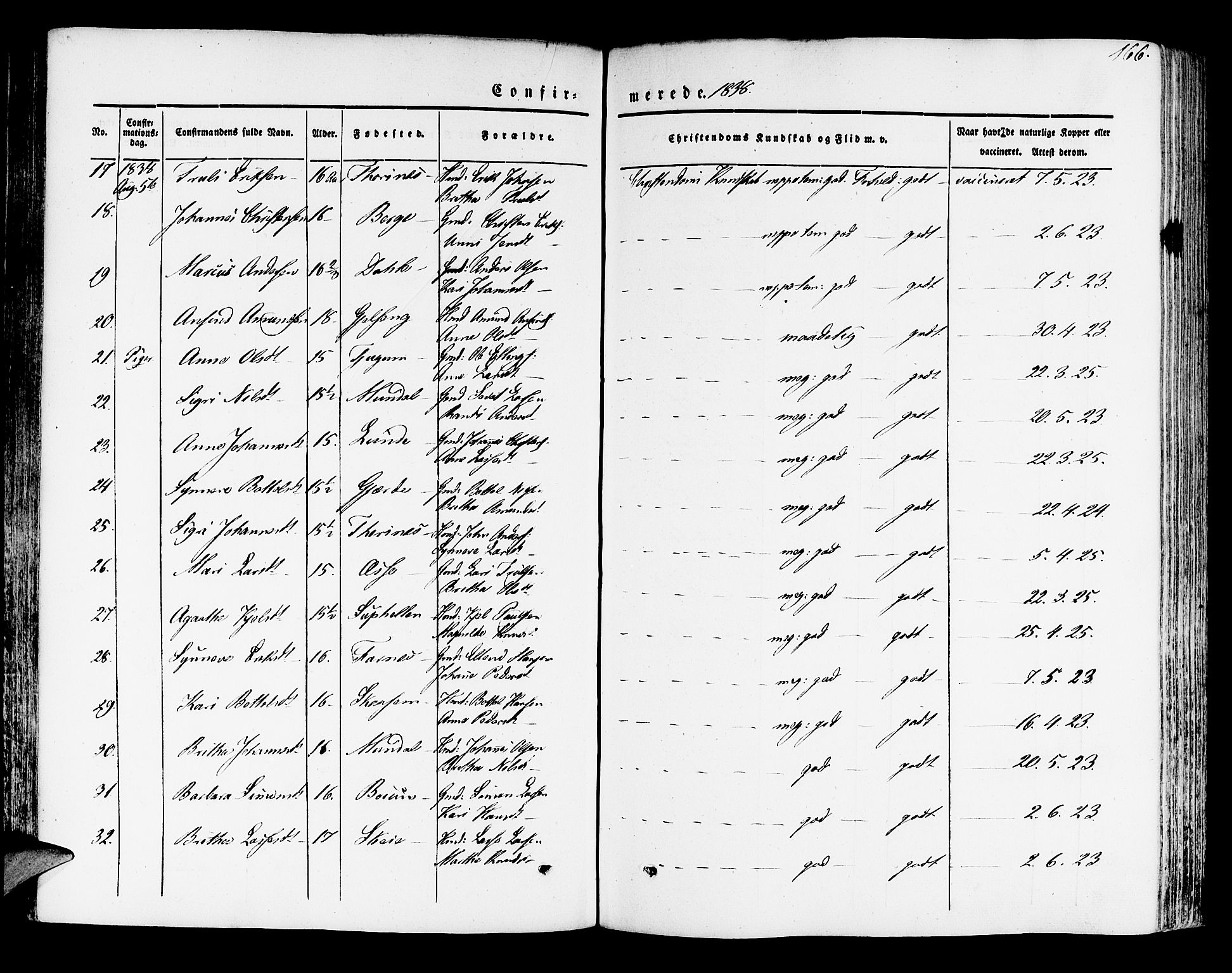 Leikanger sokneprestembete, AV/SAB-A-81001/H/Haa/Haaa/L0007: Parish register (official) no. A 7, 1838-1851, p. 166