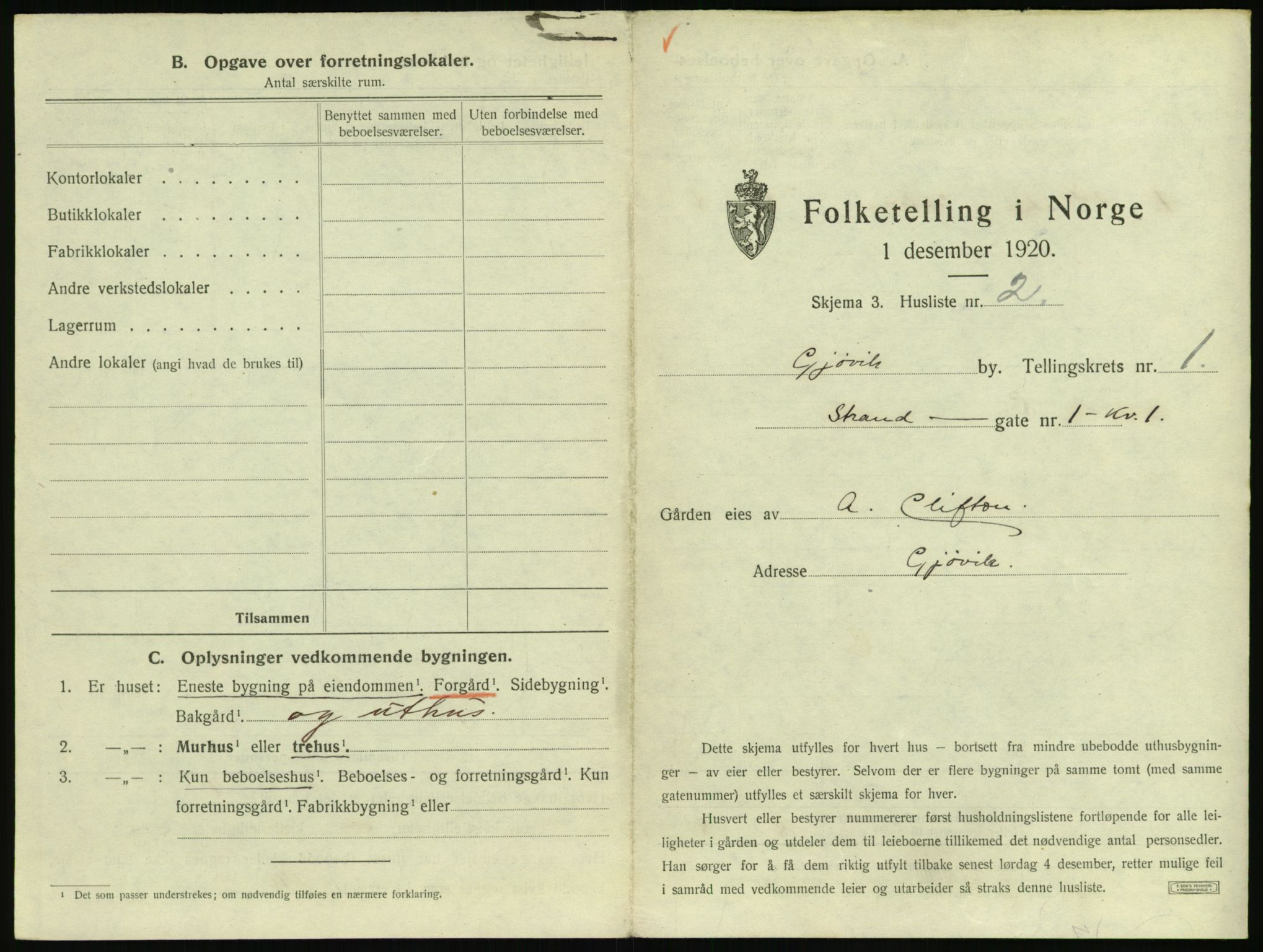 SAH, 1920 census for Gjøvik, 1920, p. 30