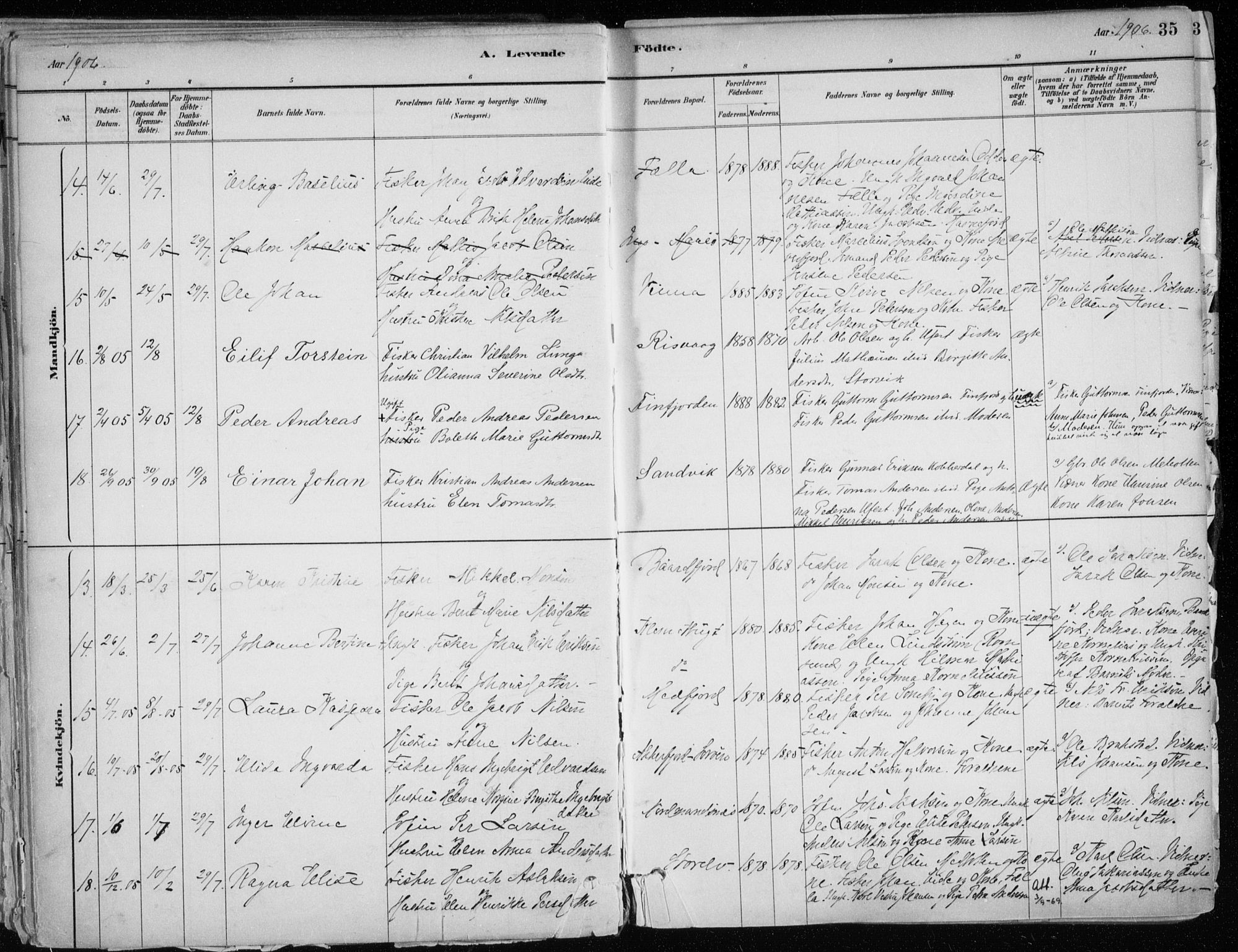 Hammerfest sokneprestkontor, SATØ/S-1347/H/Ha/L0013.kirke: Parish register (official) no. 13, 1898-1917, p. 35