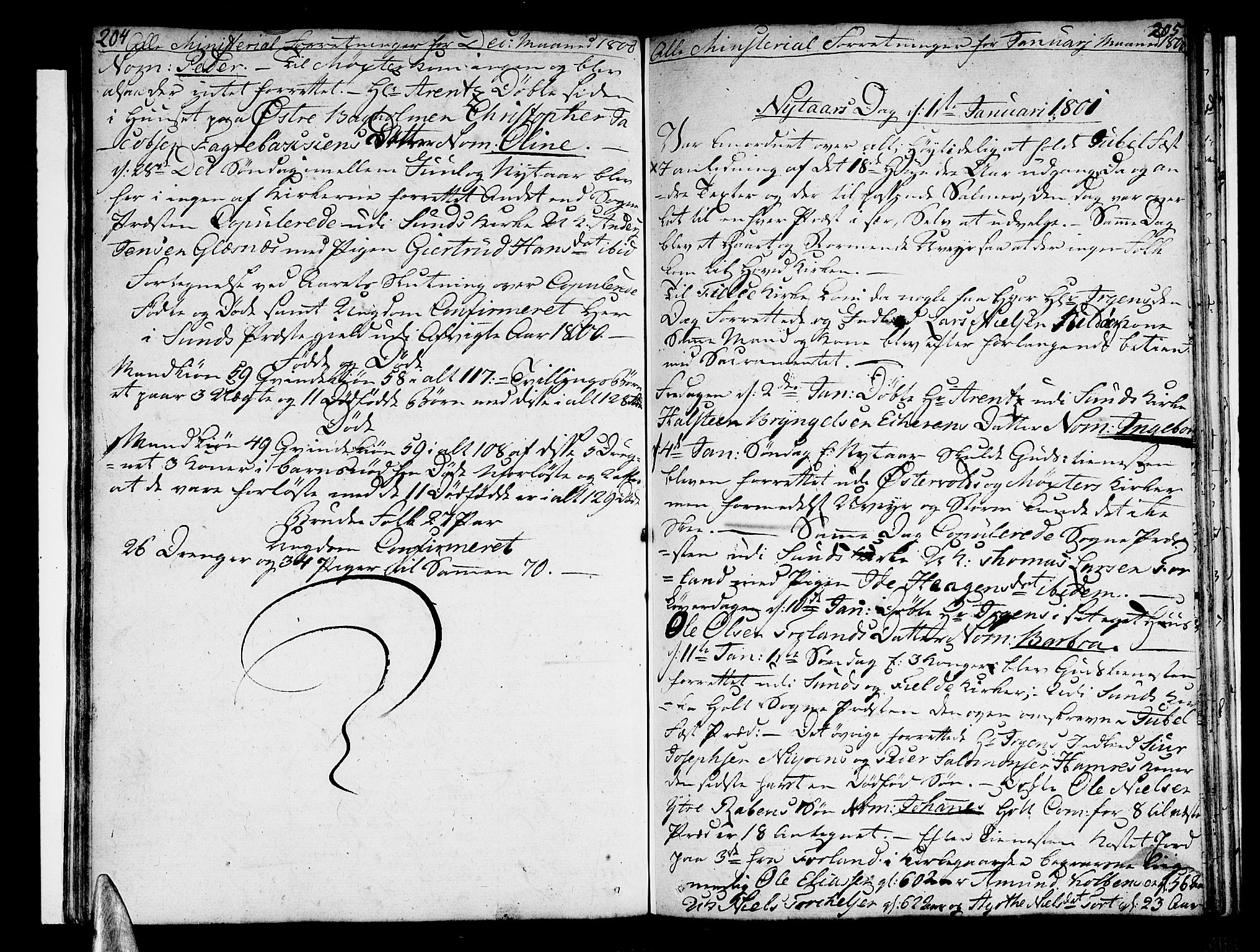 Sund sokneprestembete, AV/SAB-A-99930: Parish register (official) no. A 7, 1796-1815, p. 204-205