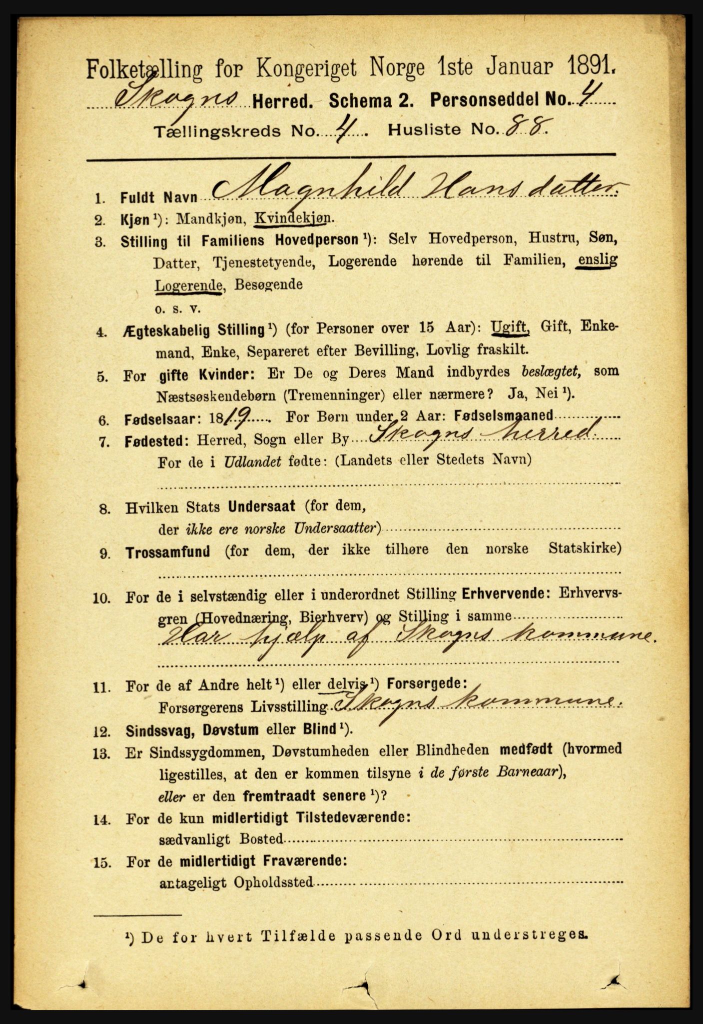 RA, 1891 census for 1719 Skogn, 1891, p. 2835