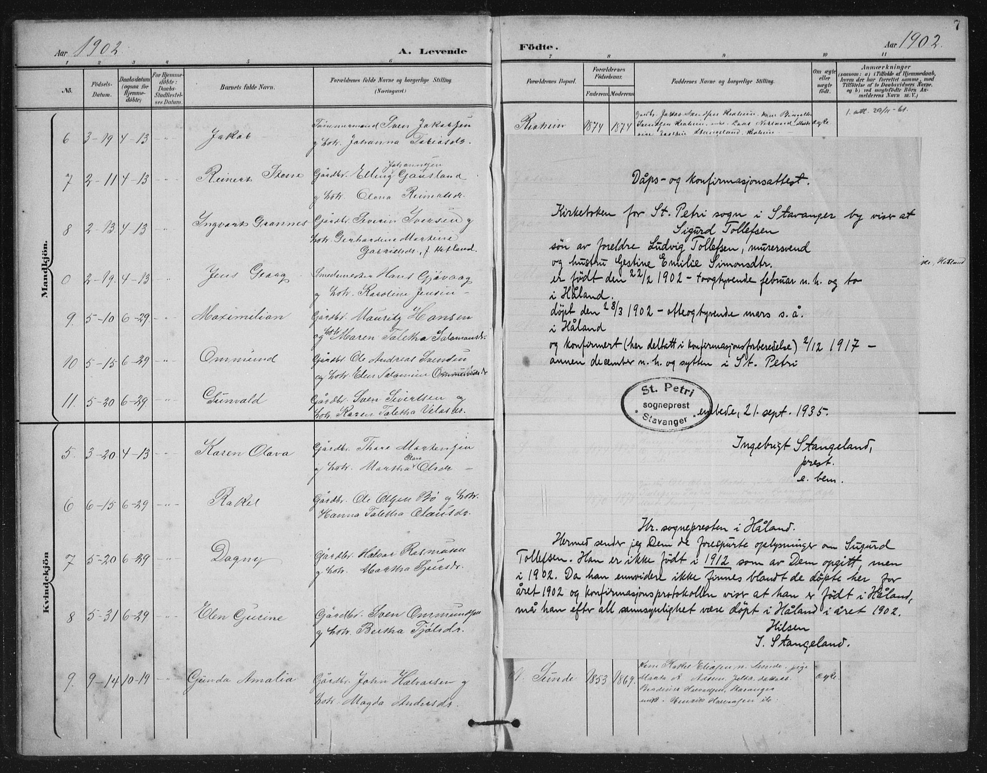 Håland sokneprestkontor, AV/SAST-A-101802/002/B/L0001: Parish register (official) no. A 13, 1901-1923, p. 8