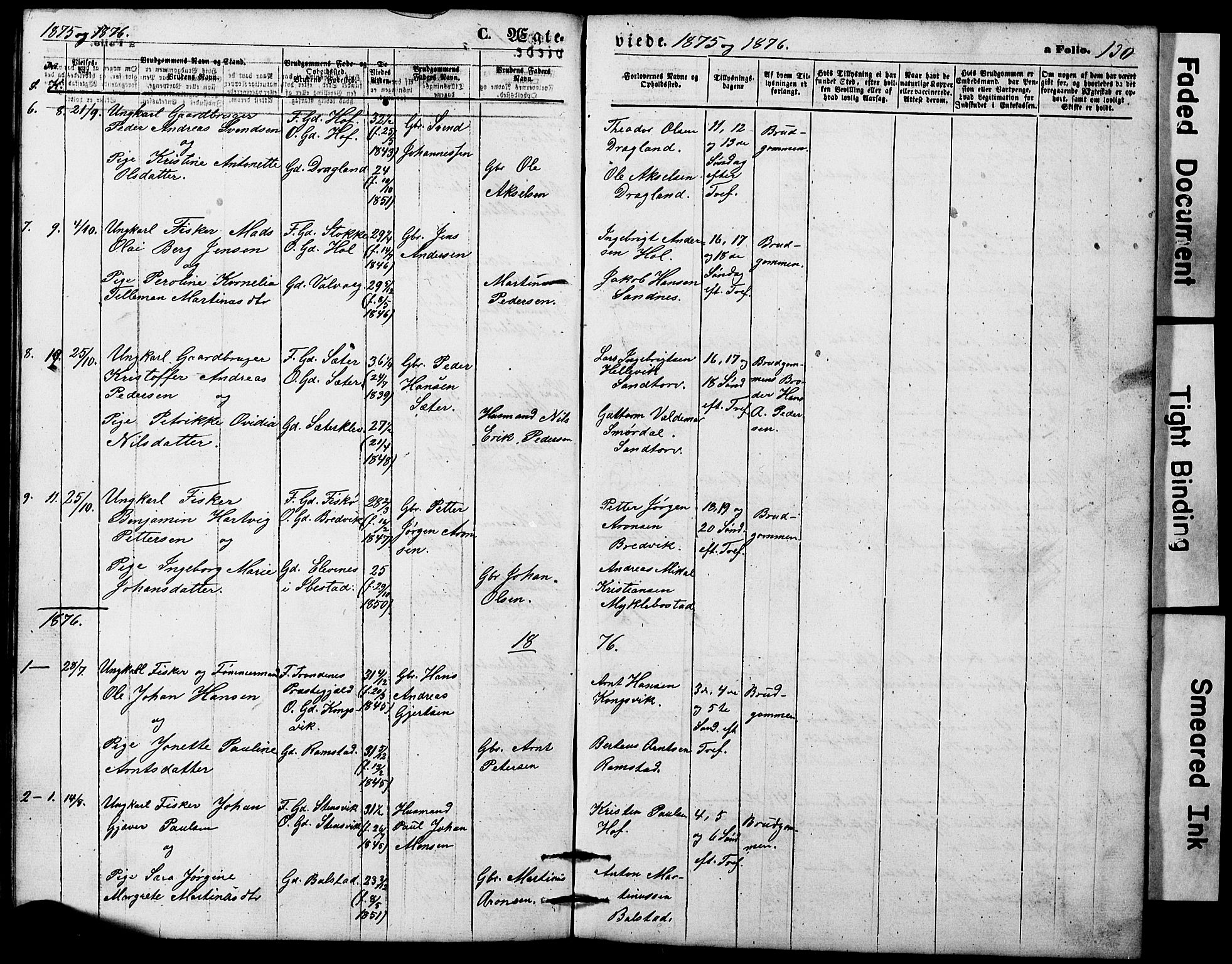 Ministerialprotokoller, klokkerbøker og fødselsregistre - Nordland, AV/SAT-A-1459/865/L0930: Parish register (copy) no. 865C02, 1866-1884, p. 130