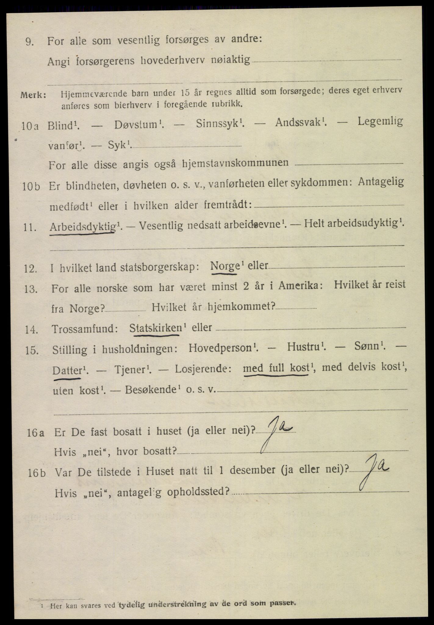 SAT, 1920 census for Steinkjer, 1920, p. 4863