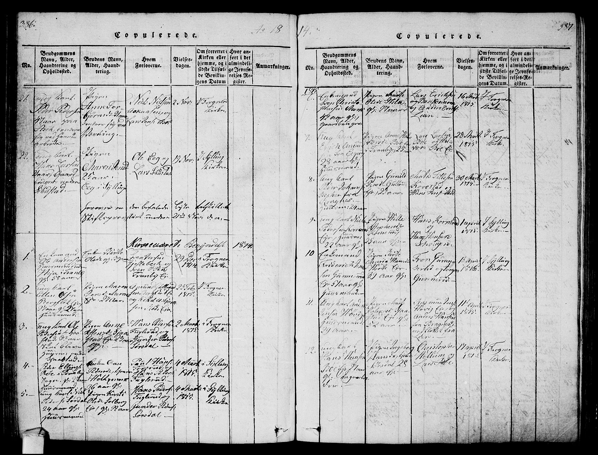 Lier kirkebøker, AV/SAKO-A-230/G/Ga/L0001: Parish register (copy) no. I 1, 1813-1824, p. 386-387