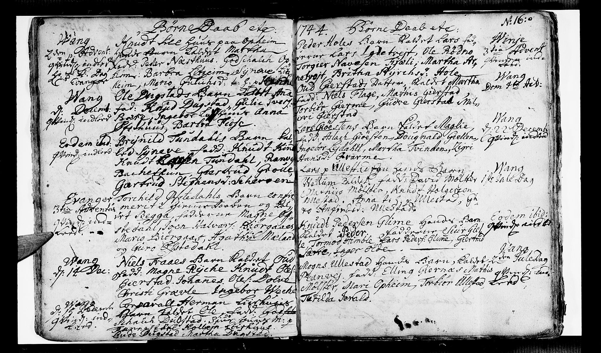 Voss sokneprestembete, AV/SAB-A-79001/H/Haa: Parish register (official) no. A 6, 1744-1752, p. 16