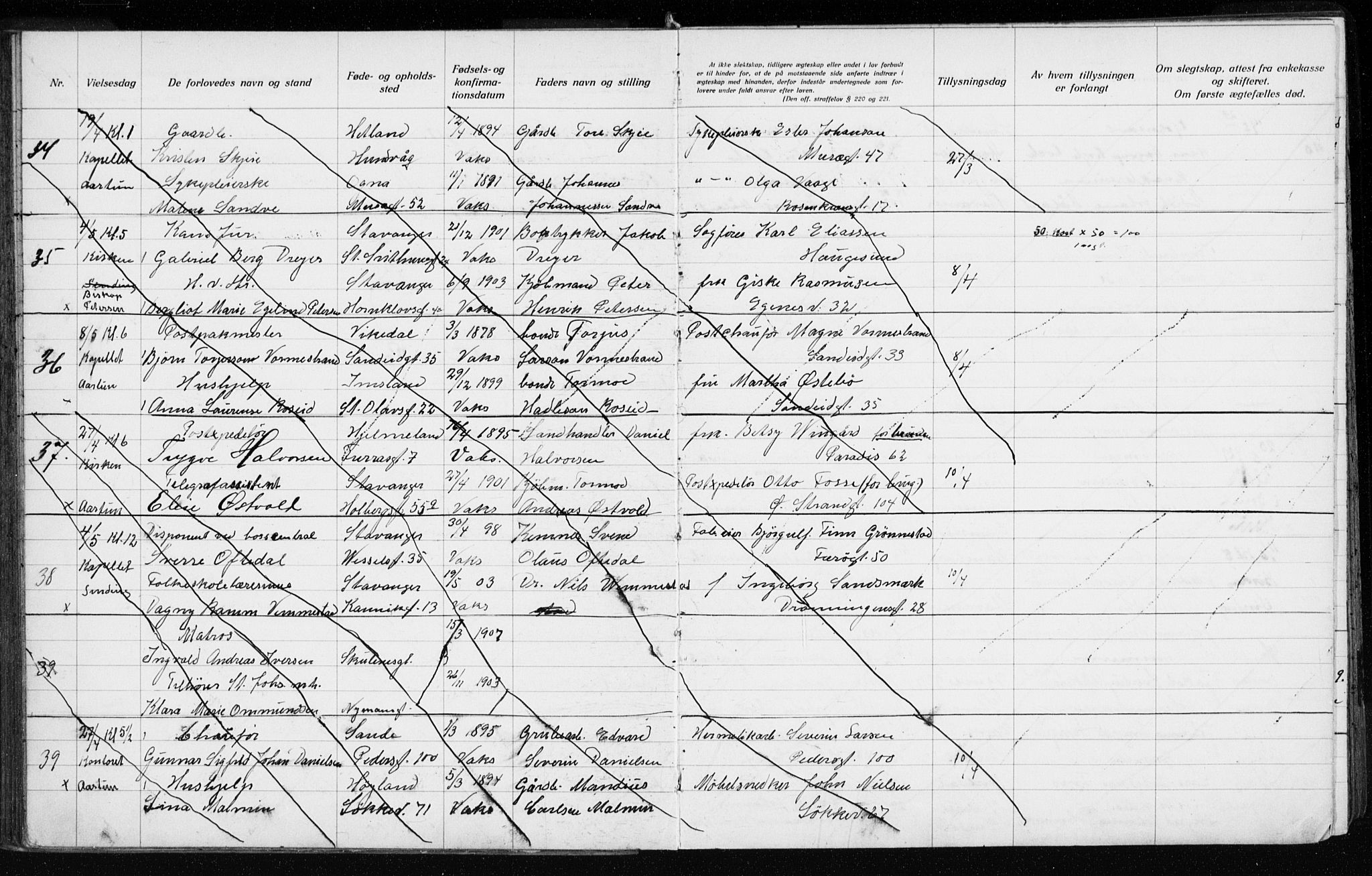 Domkirken sokneprestkontor, AV/SAST-A-101812/001/70/705BA/L0007: Banns register no. 705.BA.7, 1924-1936