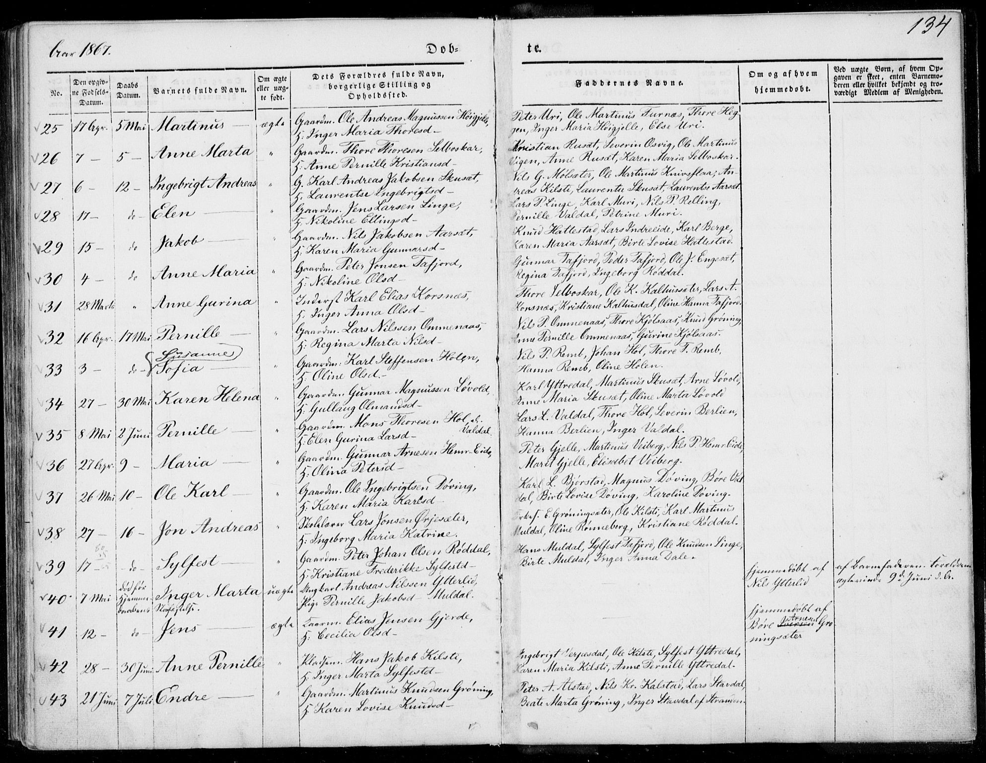 Ministerialprotokoller, klokkerbøker og fødselsregistre - Møre og Romsdal, SAT/A-1454/519/L0249: Parish register (official) no. 519A08, 1846-1868, p. 134