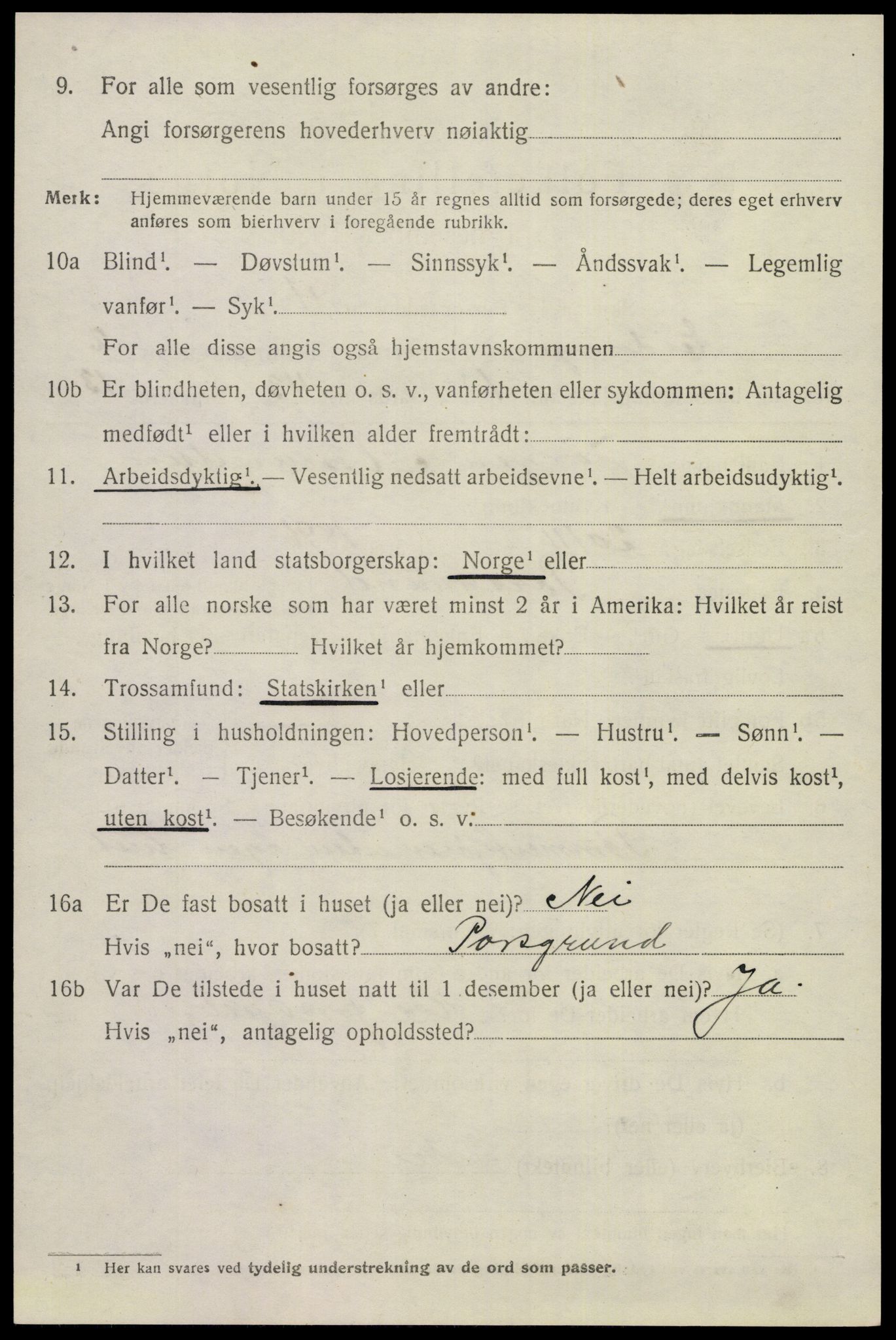 SAKO, 1920 census for Eidanger, 1920, p. 2923