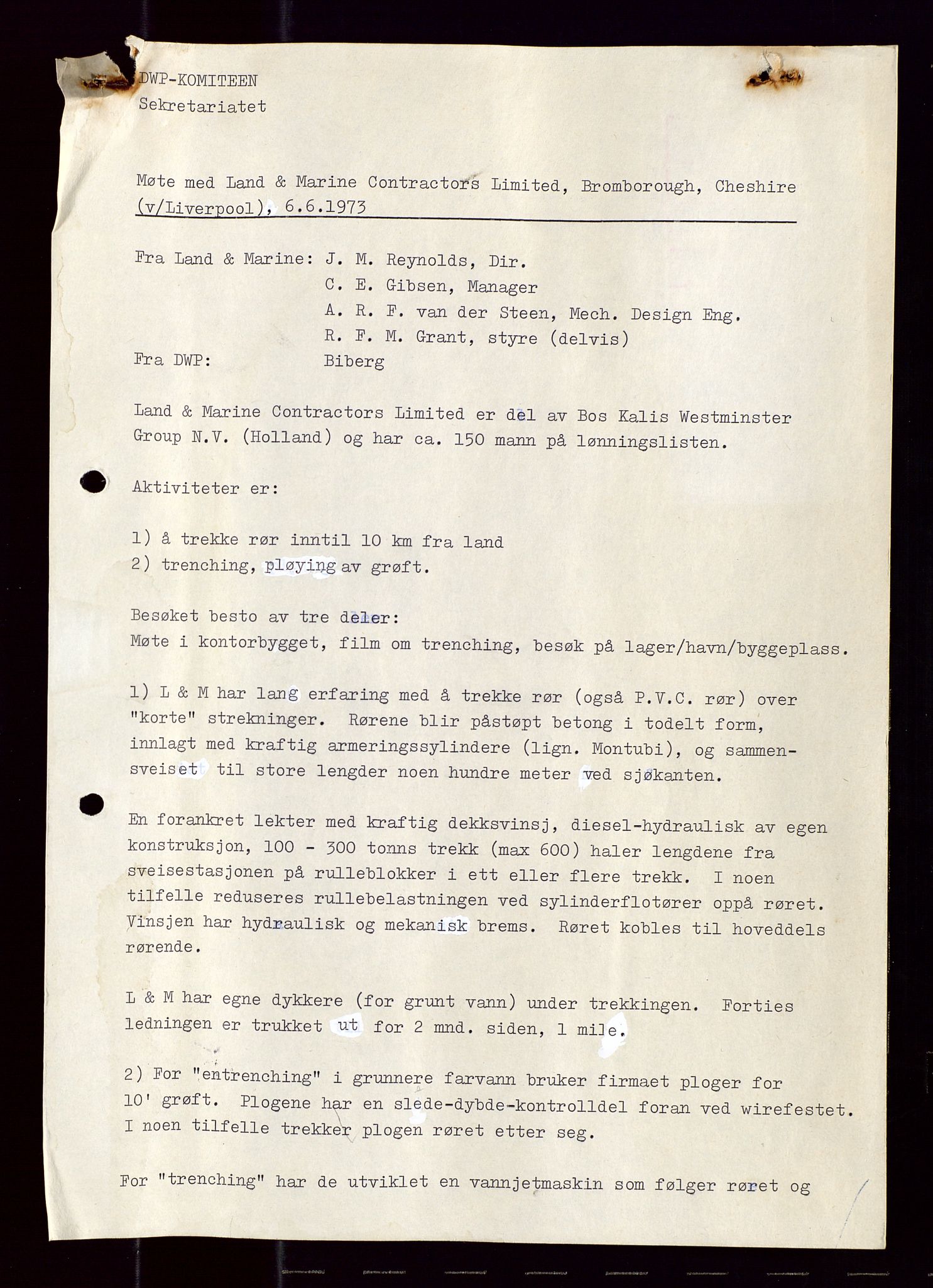 Industridepartementet, Oljekontoret, AV/SAST-A-101348/Di/L0001: DWP, møter juni - november, komiteemøter nr. 19 - 26, 1973-1974, p. 420