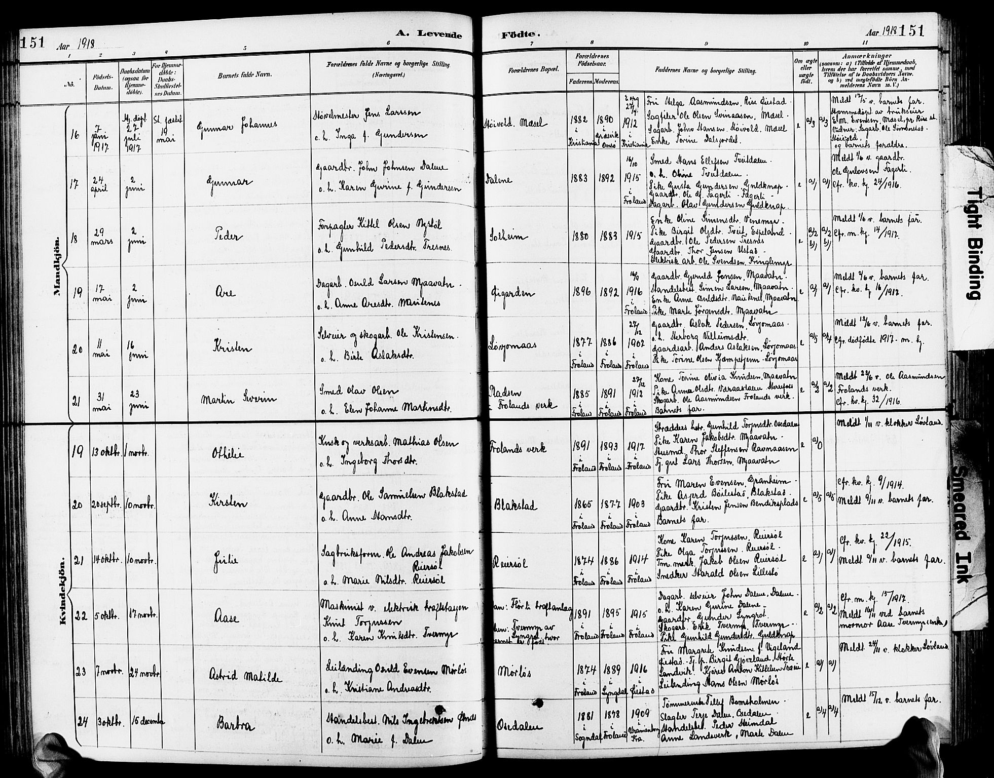 Froland sokneprestkontor, SAK/1111-0013/F/Fb/L0010: Parish register (copy) no. B 10, 1893-1920, p. 151