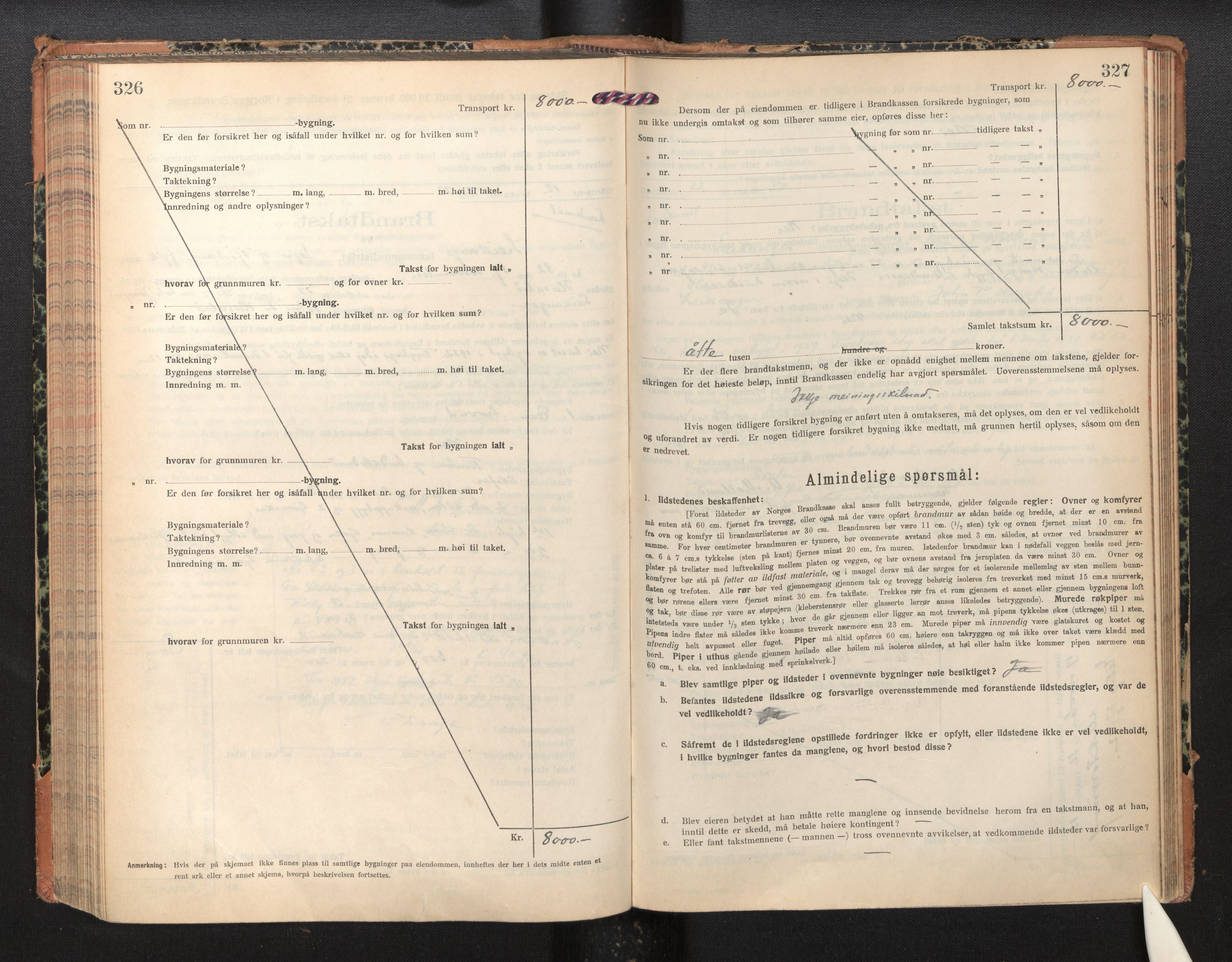 Lensmannen i Leikanger, AV/SAB-A-29201/0012/L0007: Branntakstprotokoll, skjematakst, 1926-1936, p. 326-327