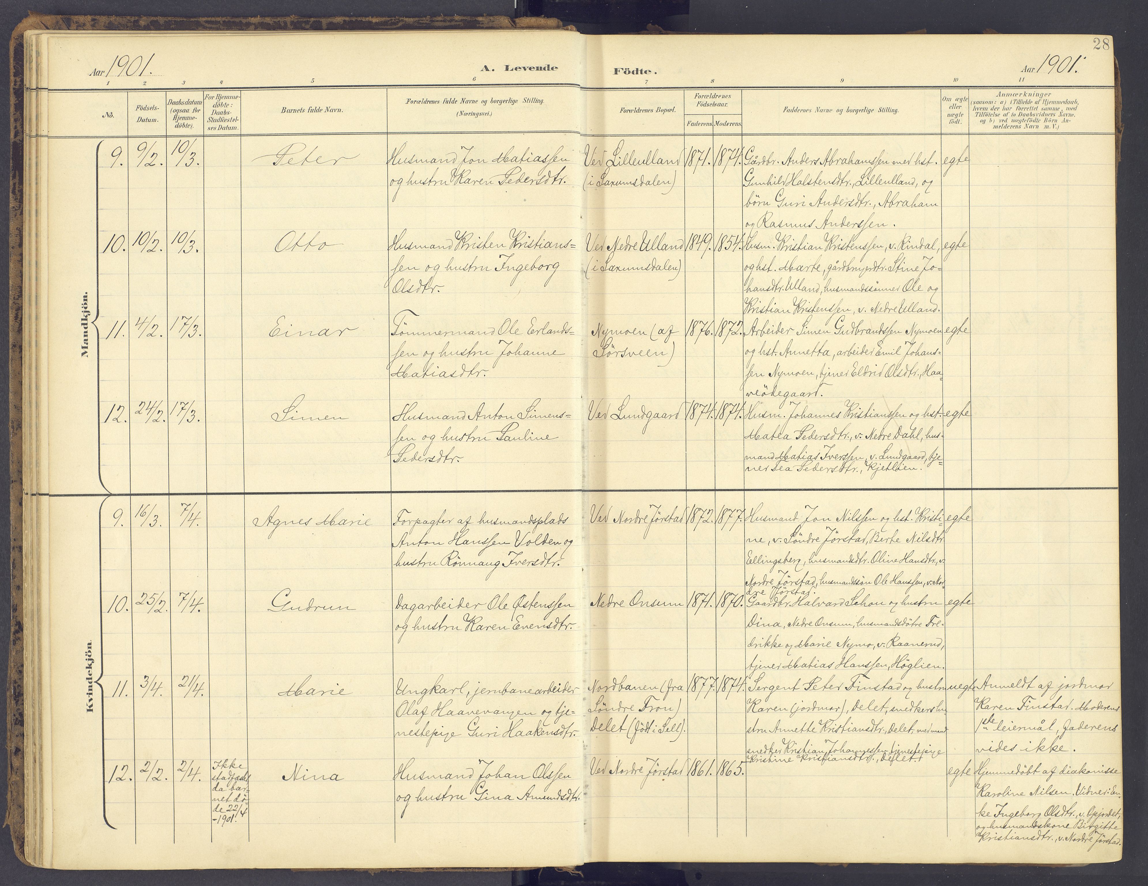 Fåberg prestekontor, AV/SAH-PREST-086/H/Ha/Haa/L0012: Parish register (official) no. 12, 1899-1915, p. 28