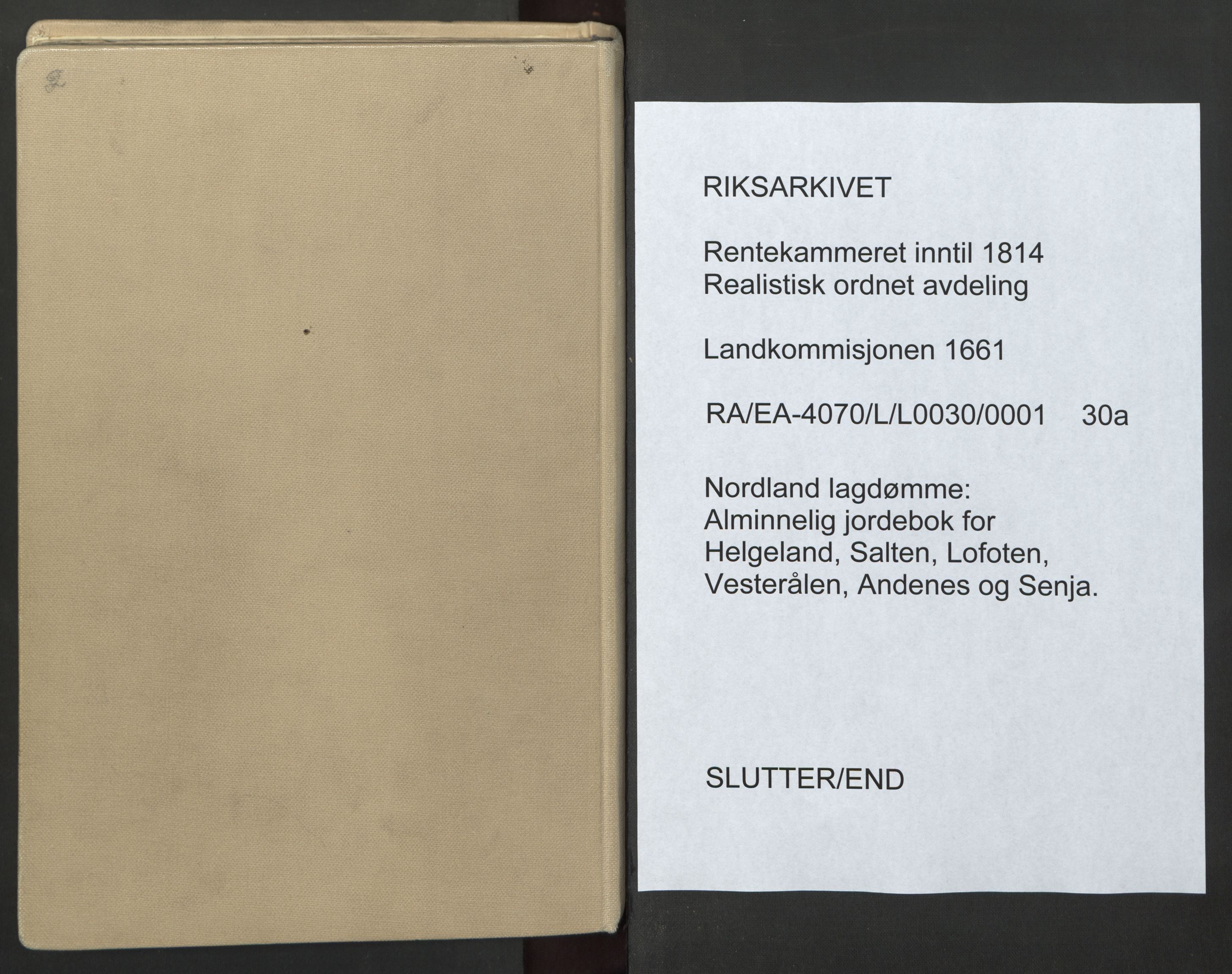 Rentekammeret inntil 1814, Realistisk ordnet avdeling, AV/RA-EA-4070/L/L0030/0001: Nordland lagdømme: / Alminnelig jordebok for Helgeland, Salten, Lofoten, Vesterålen, Andenes og Senja., 1661