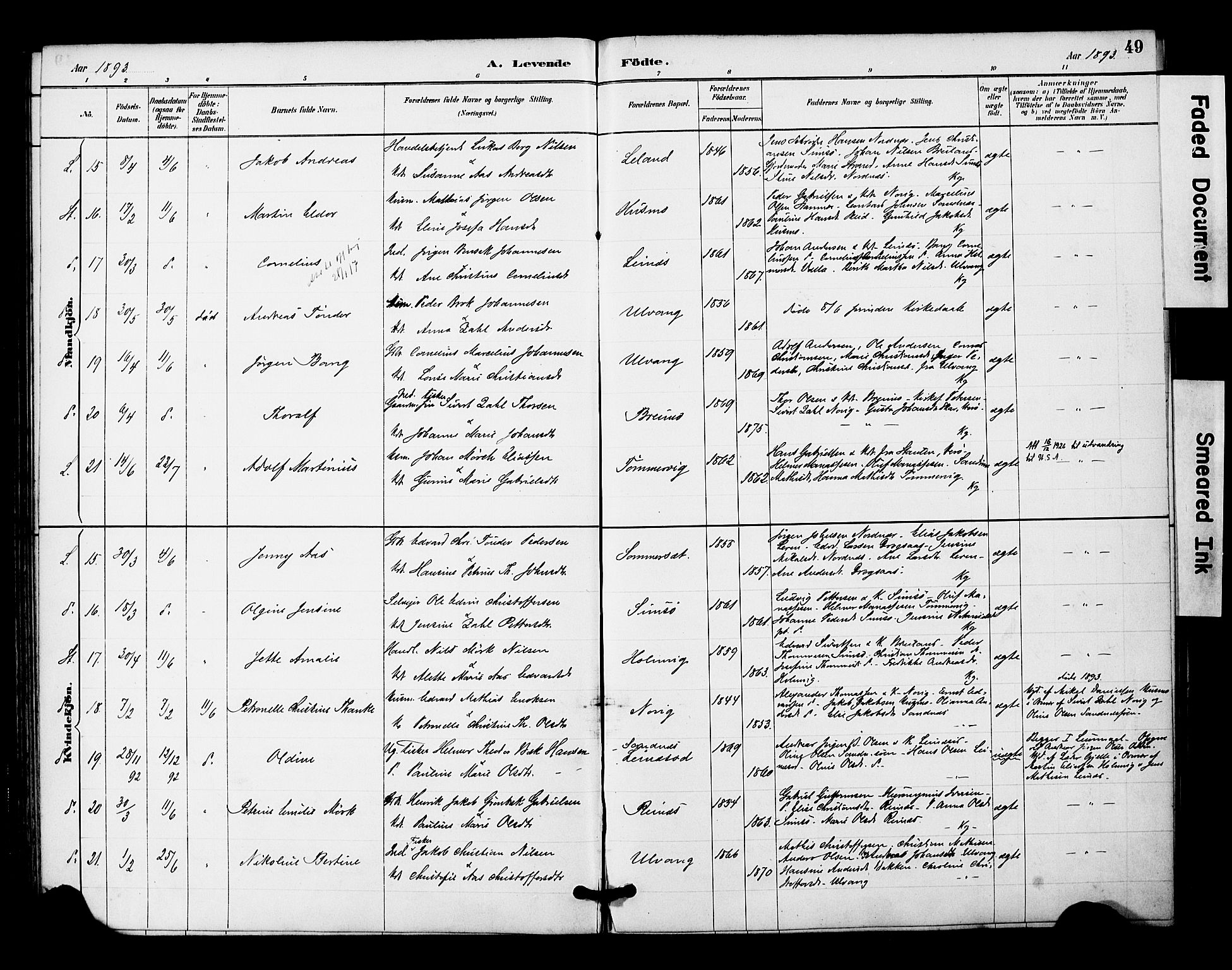 Ministerialprotokoller, klokkerbøker og fødselsregistre - Nordland, AV/SAT-A-1459/831/L0471: Parish register (official) no. 831A02, 1886-1901, p. 49