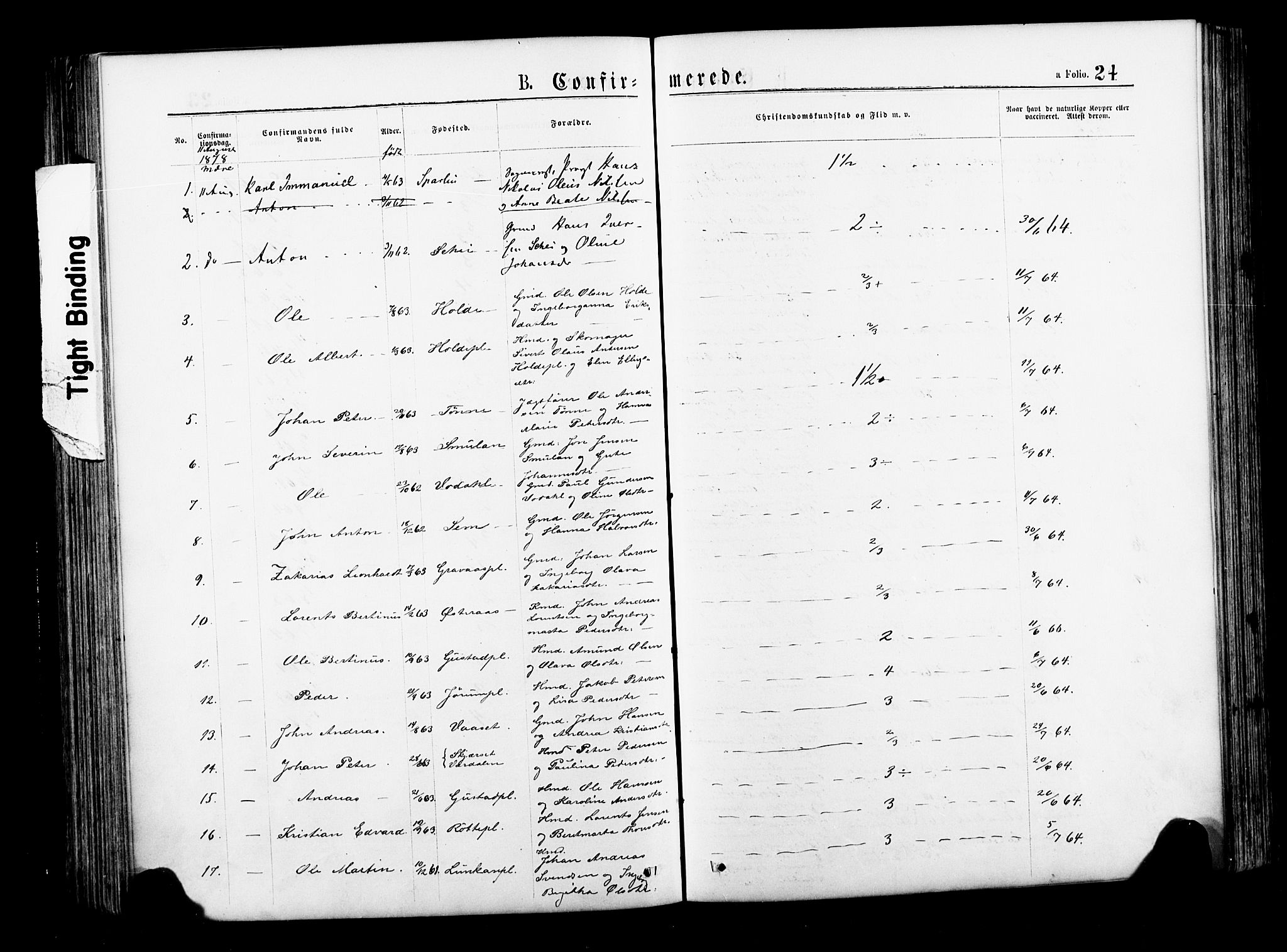 Ministerialprotokoller, klokkerbøker og fødselsregistre - Nord-Trøndelag, SAT/A-1458/735/L0348: Parish register (official) no. 735A09 /1, 1873-1883, p. 24