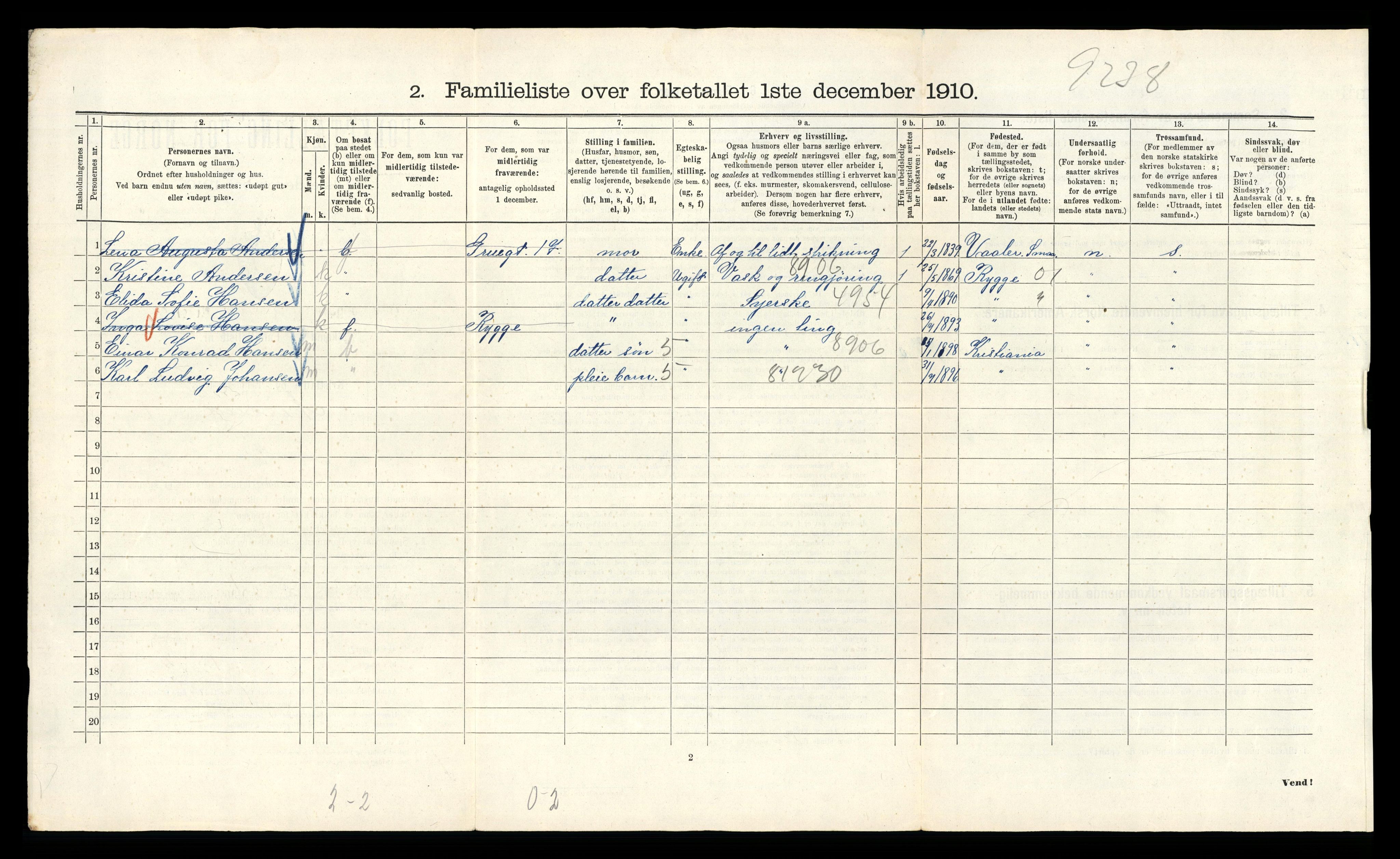 RA, 1910 census for Kristiania, 1910, p. 69302