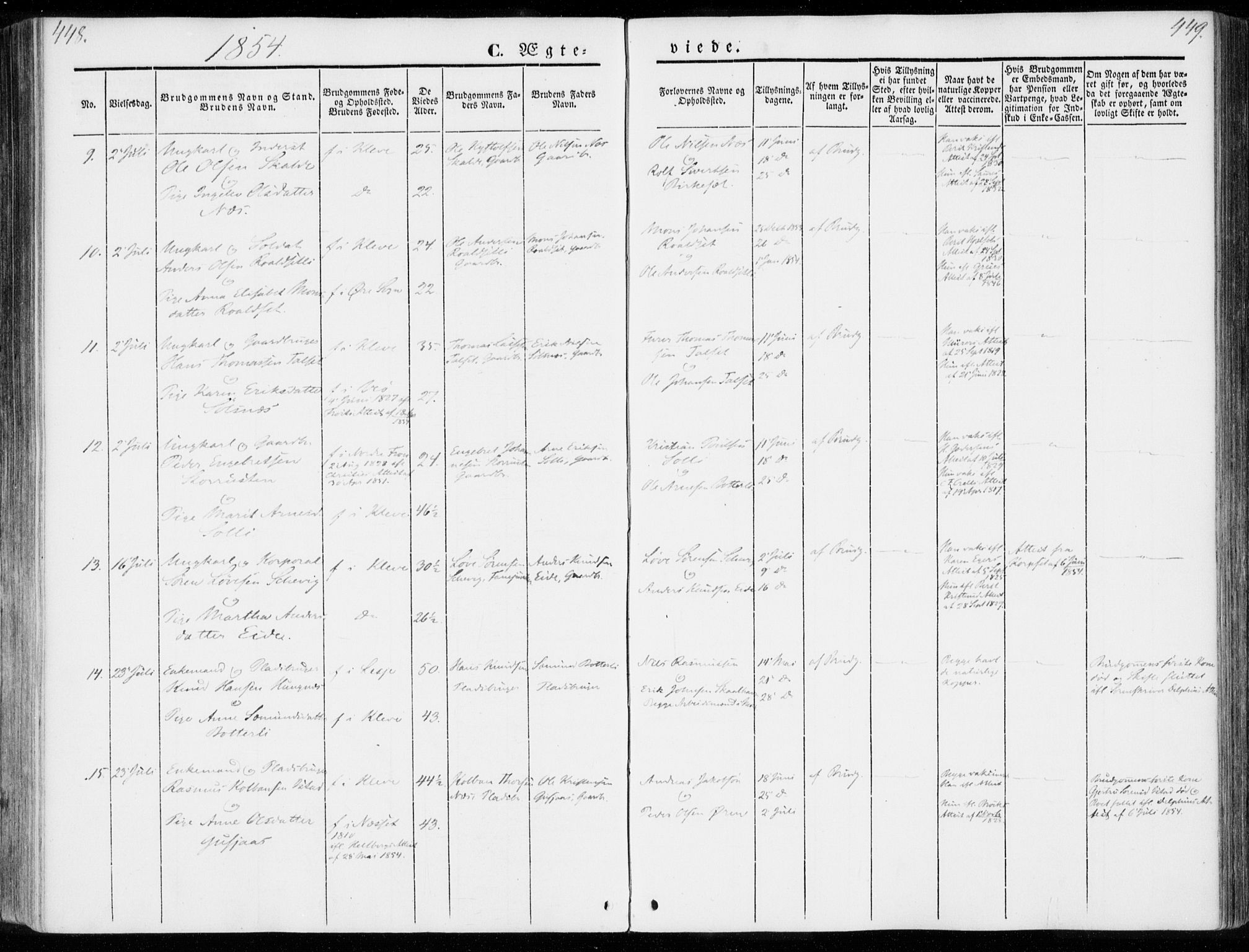 Ministerialprotokoller, klokkerbøker og fødselsregistre - Møre og Romsdal, SAT/A-1454/557/L0680: Parish register (official) no. 557A02, 1843-1869, p. 448-449