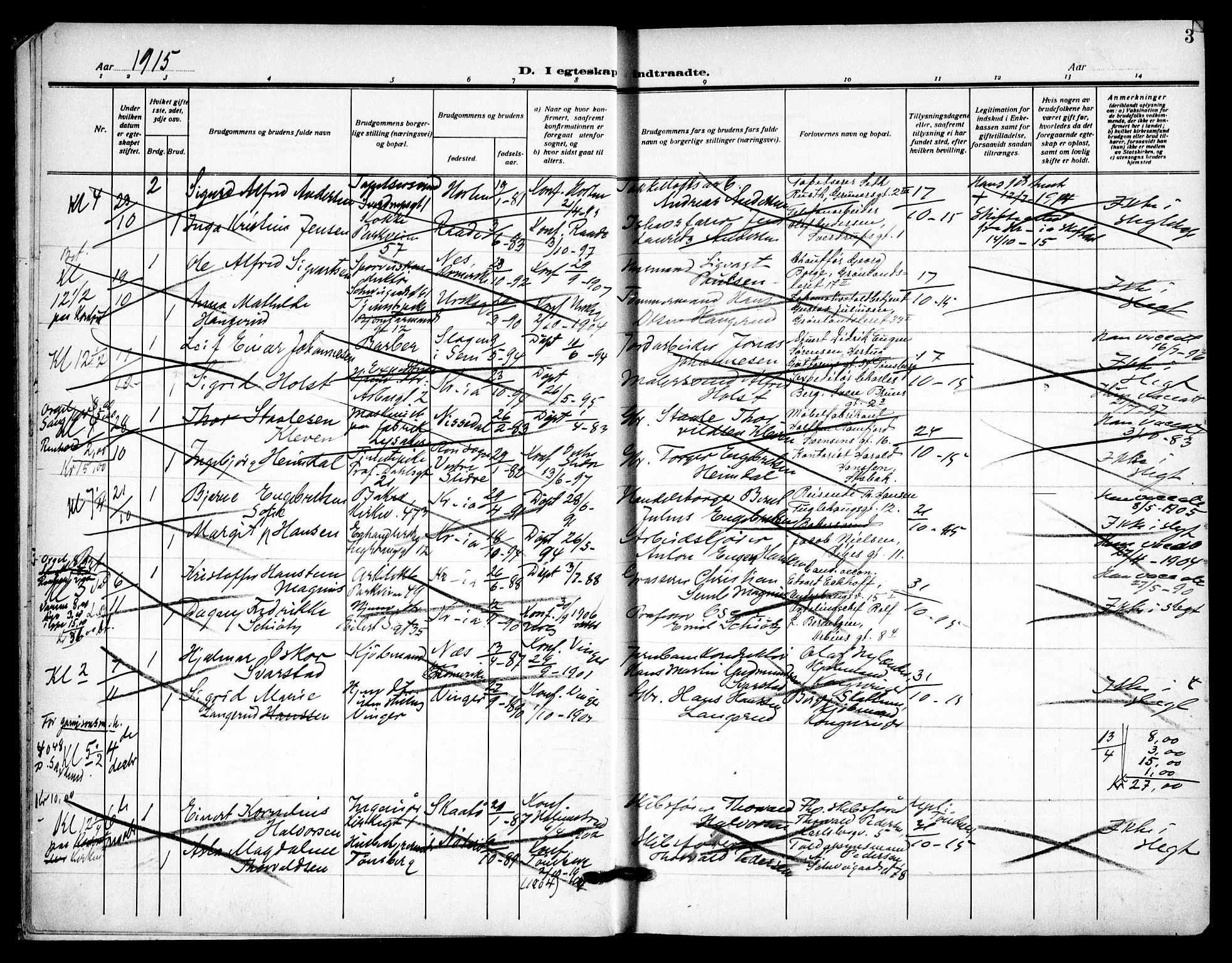 Uranienborg prestekontor Kirkebøker, SAO/A-10877/H/Ha/L0005: Banns register no. I 5, 1915-1928, p. 3